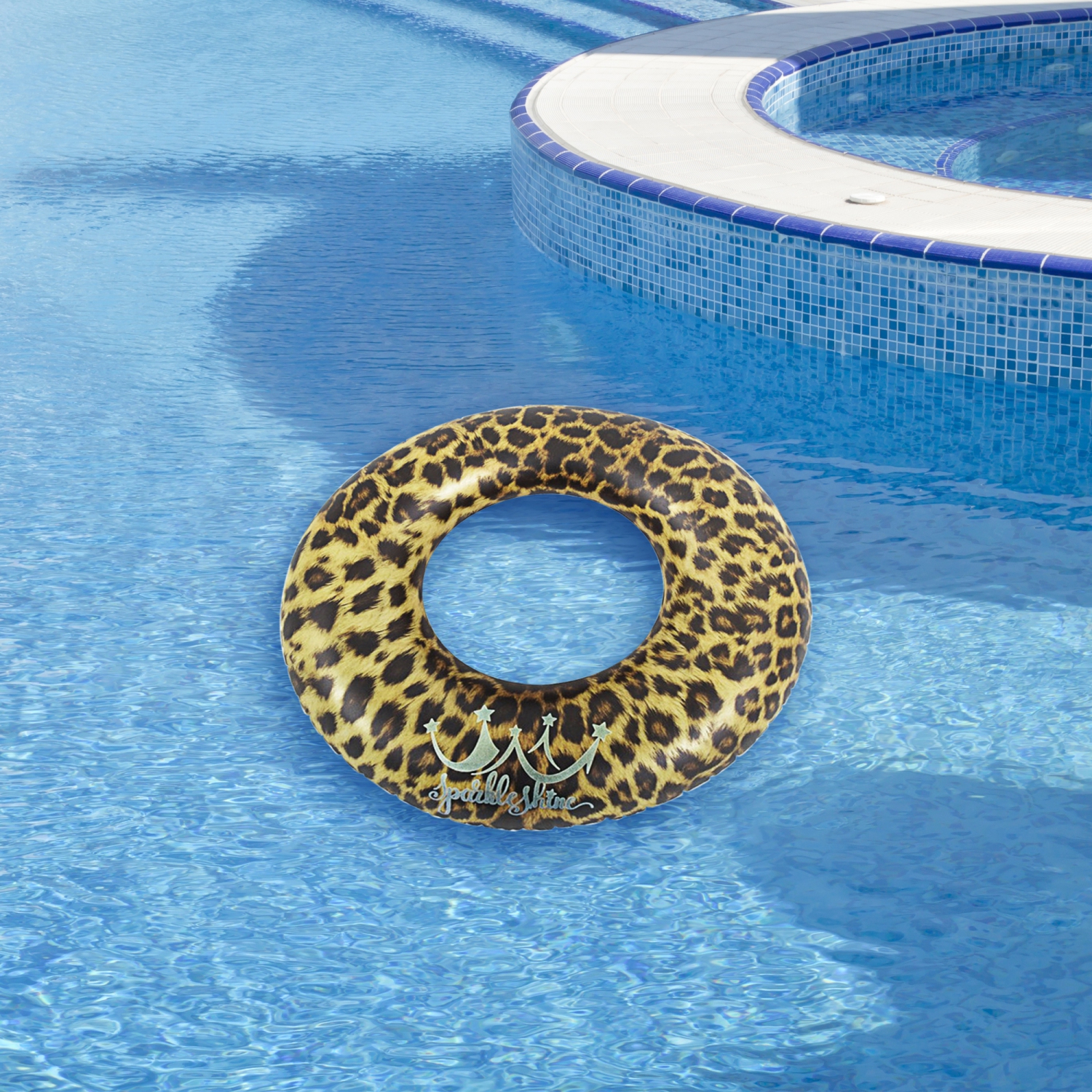 Inflatable Leopard Print Swimming Pool Inner Tube - 35"