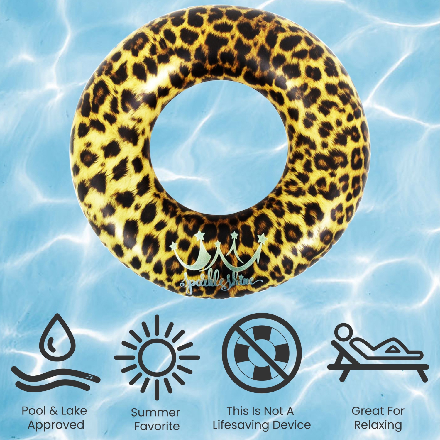 Inflatable Leopard Print Swimming Pool Inner Tube - 35"