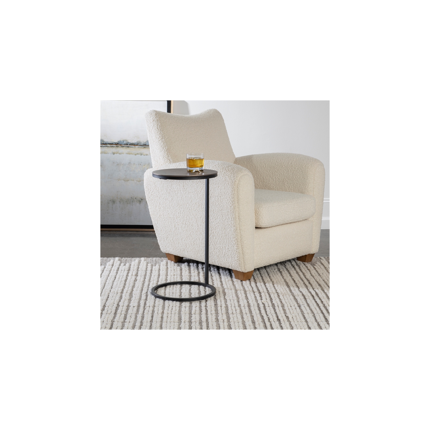 Uttermost Brunei Contemporary Metal and Aluminum Accent Table in Black/Silver