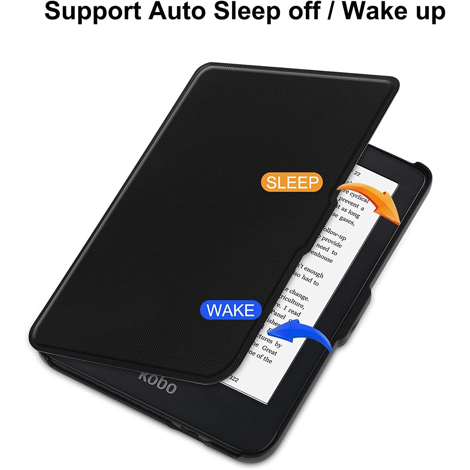 H Slimshell Case for 6 Kobo Clara 2E 2022 Released,Premium Lightweight PU Leather Cover with Auto Sleep/Wake for Kobo Clara 2E 6inch-Black