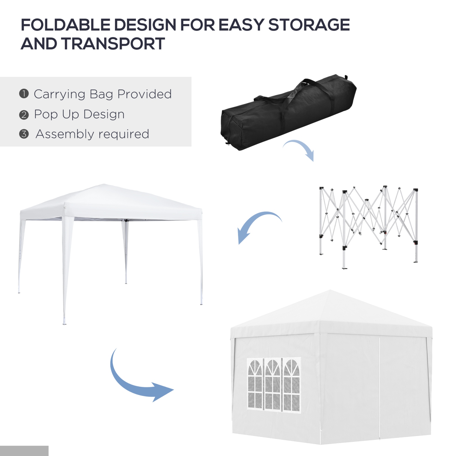 Outsunny 10'x10' Outdoor Pop Up Party Tent Gazebo Canopy with Carrying Bag