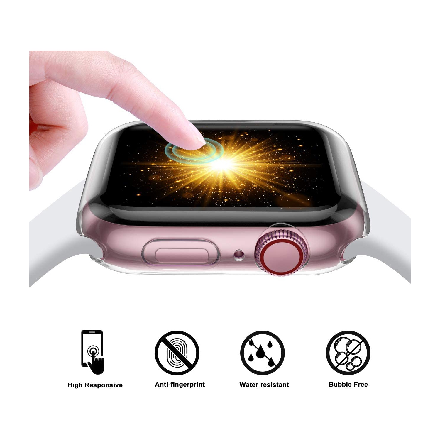 ISTAR 2Pack Watch Case 38mm Compatible with iwatch 1,2 and 3 ,Soft HD High Sensitivity Screen Protector with TPU All Around Anti-Fall Bumper