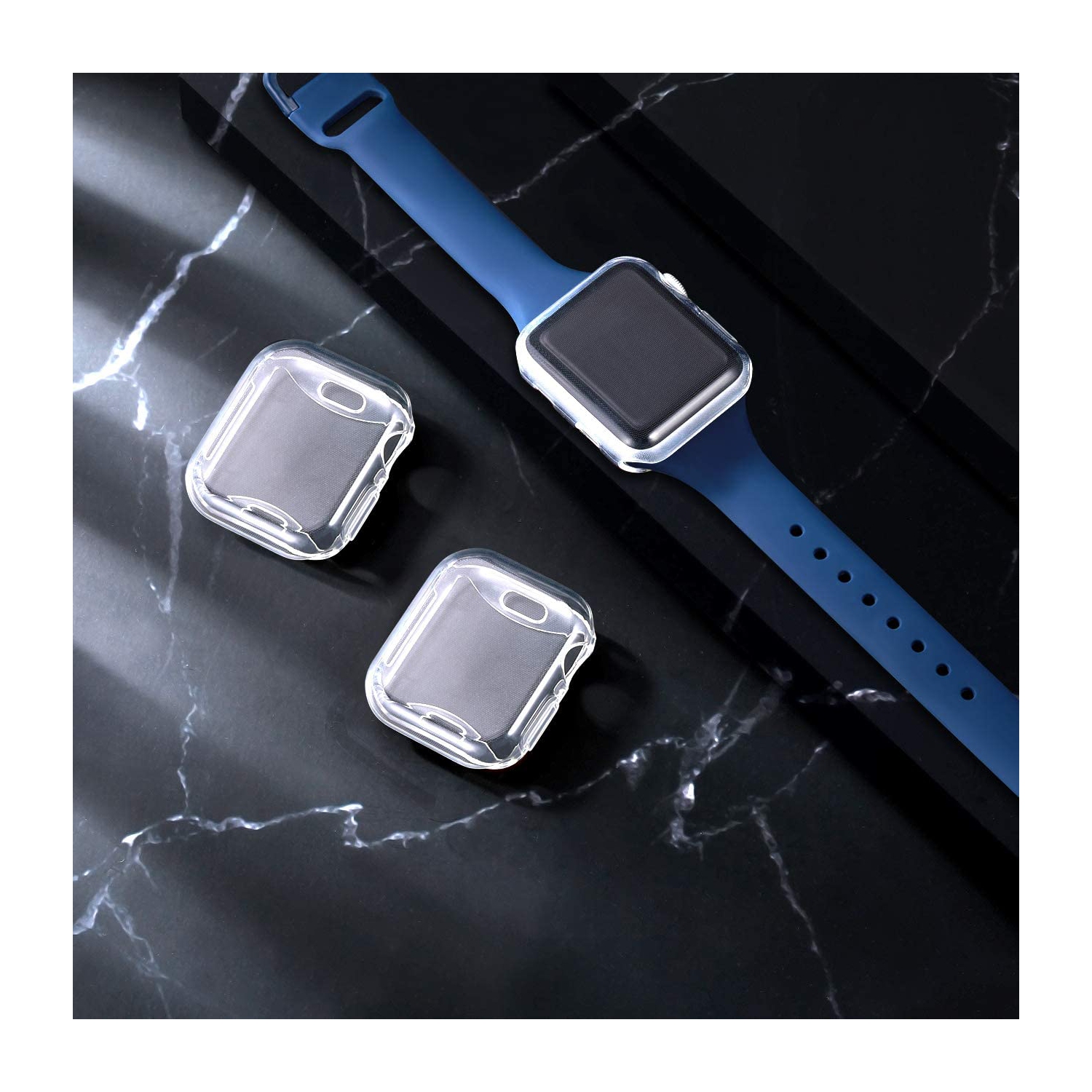 ISTAR 2Pack Watch Case 38mm Compatible with iwatch 1,2 and 3 ,Soft HD High Sensitivity Screen Protector with TPU All Around Anti-Fall Bumper