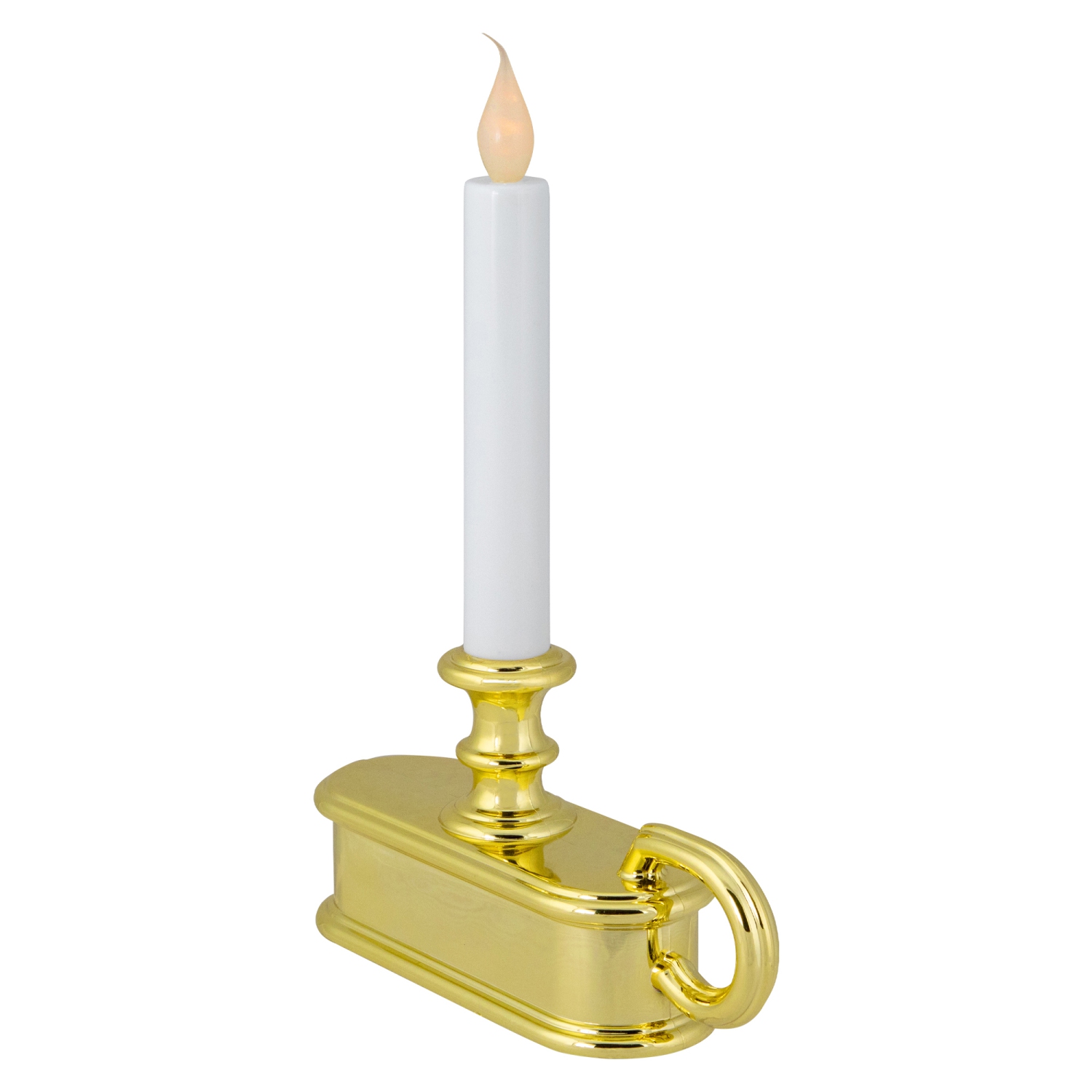 LED Lighted Window Candle with Handle Base - 9.5" - White and Gold