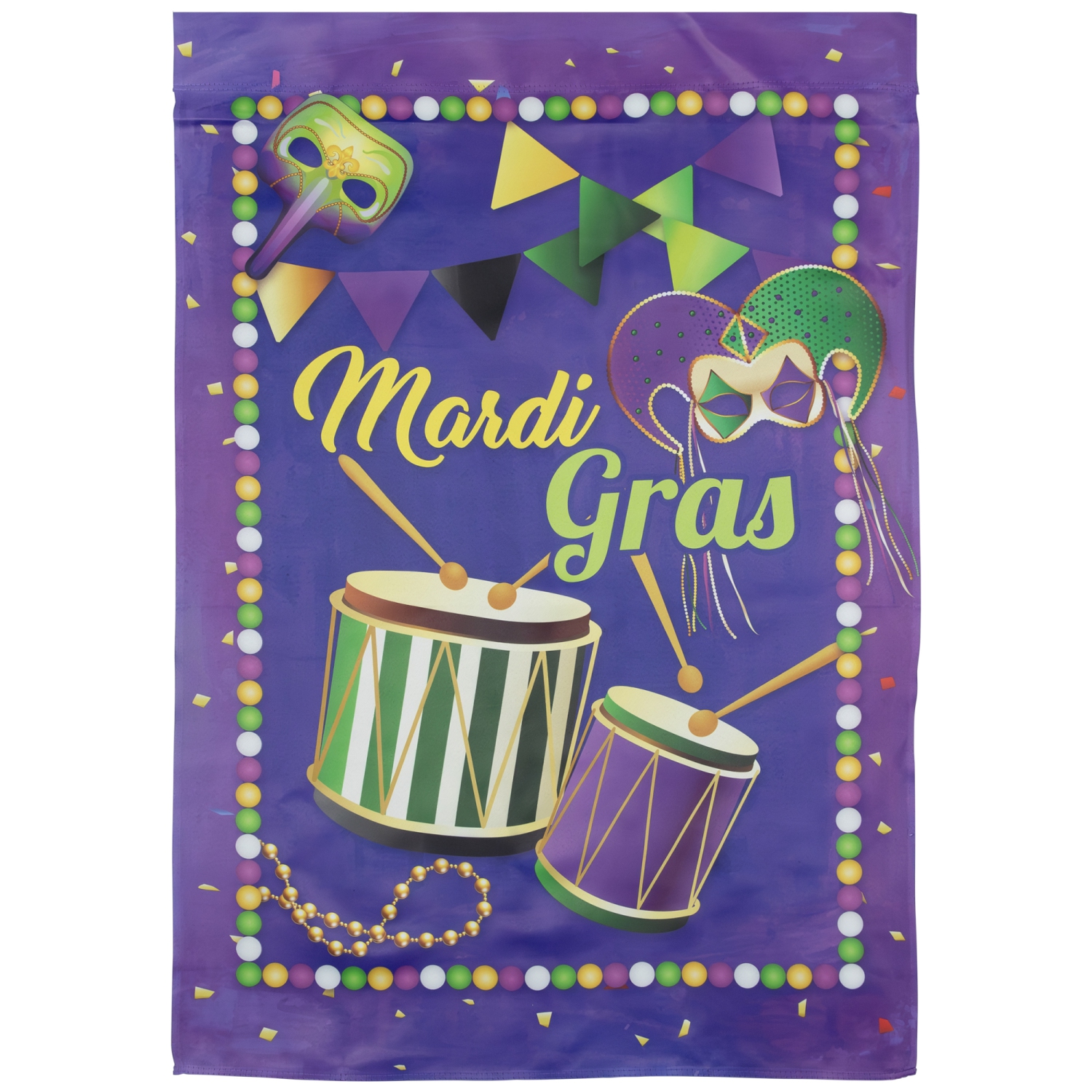 Drapeau extérieur « mardi gras » – Carnival Masks and Drums – 40 x 28 po