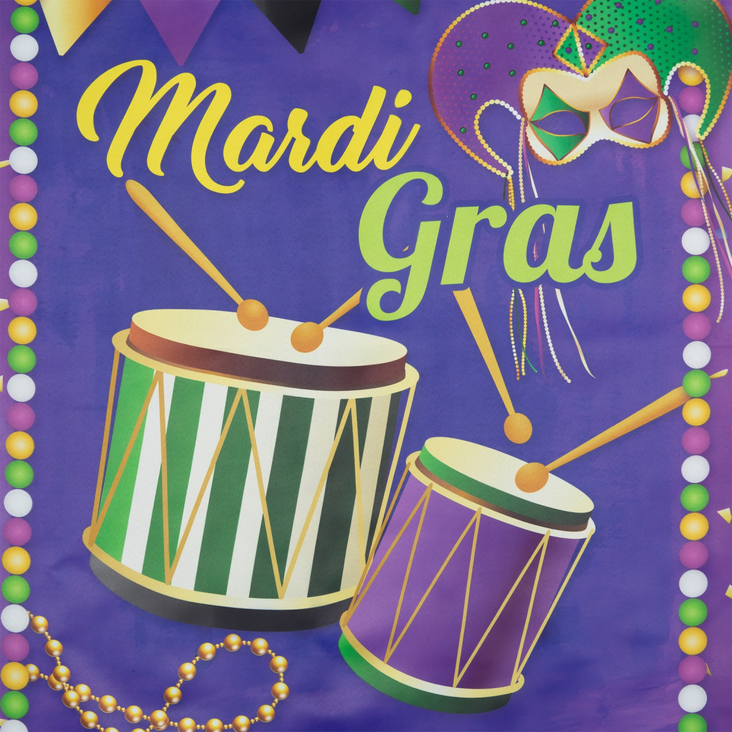 Drapeau extérieur « mardi gras » – Carnival Masks and Drums – 40 x 28 po