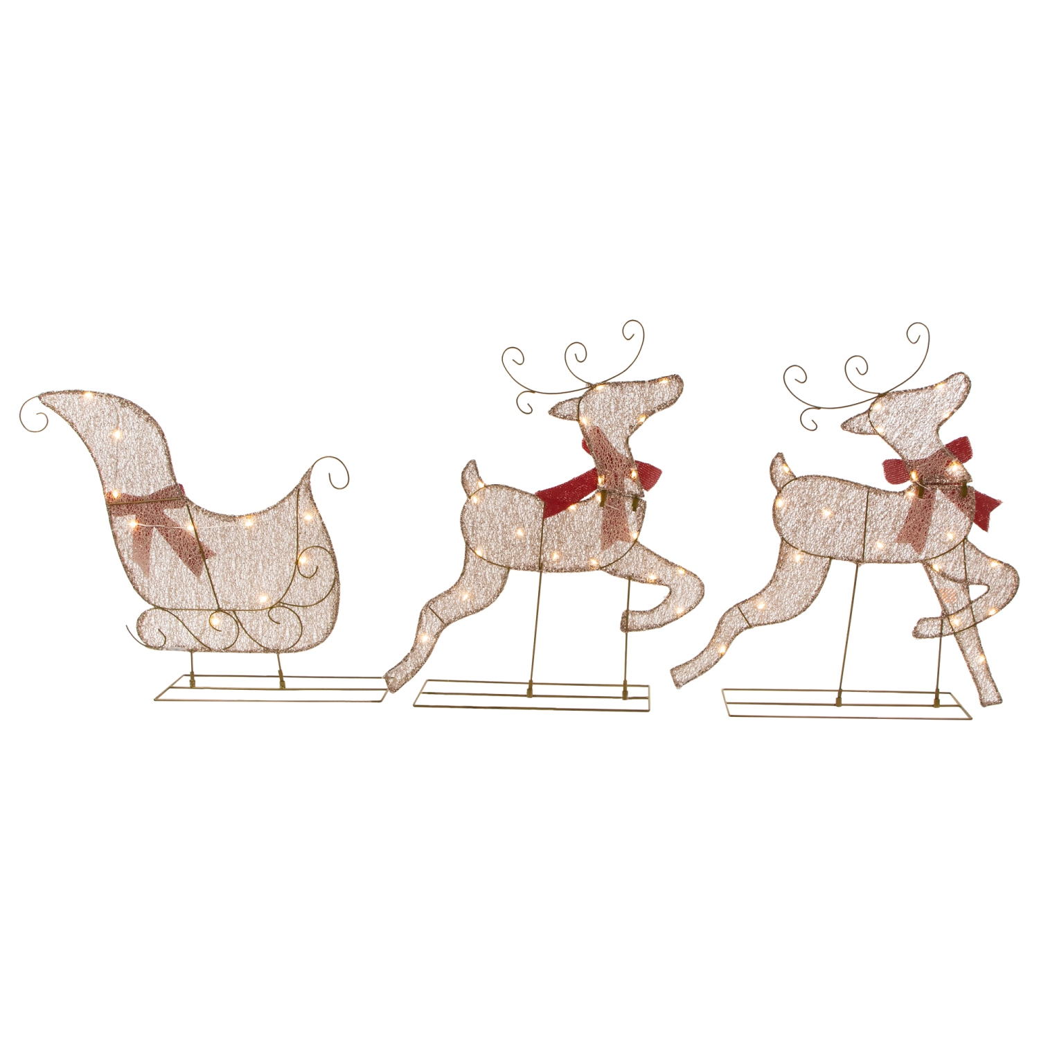 3pc LED Lighted Reindeer and Sleigh Outdoor Christmas Decoration