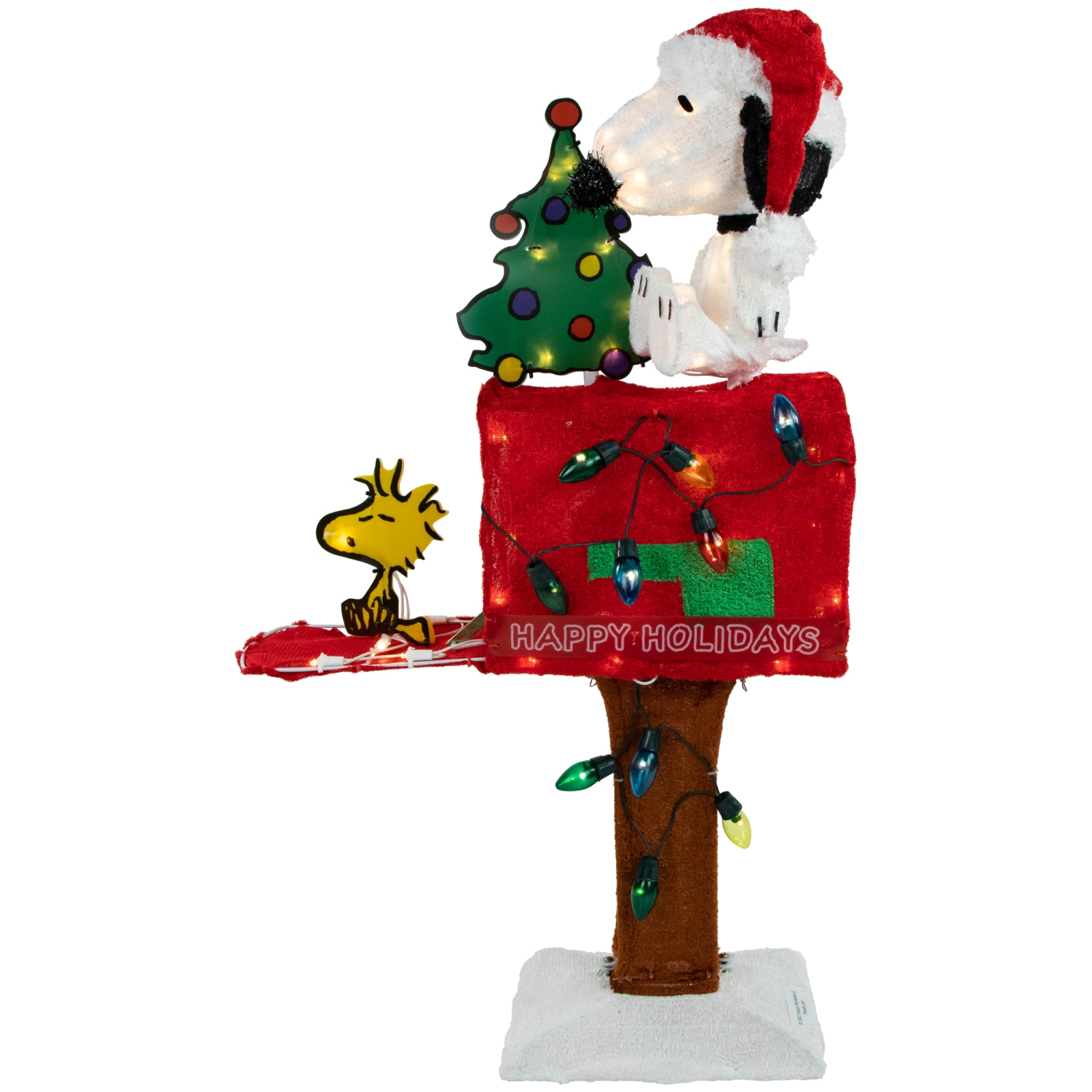 LED Lighted Peanuts Snoopy on Mailbox Outdoor Christmas Decoration - 32" - Clear Lights