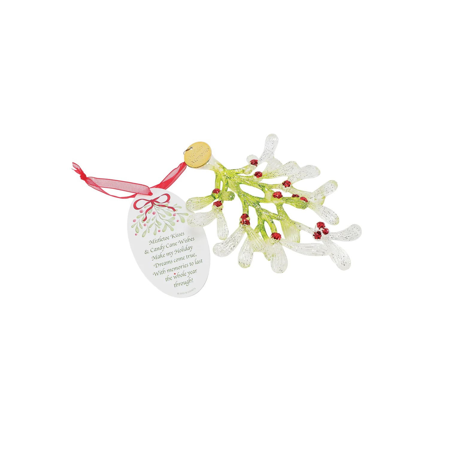 Enesco Faceted Acrylic Mistletoe Kisses Christmas Ornament