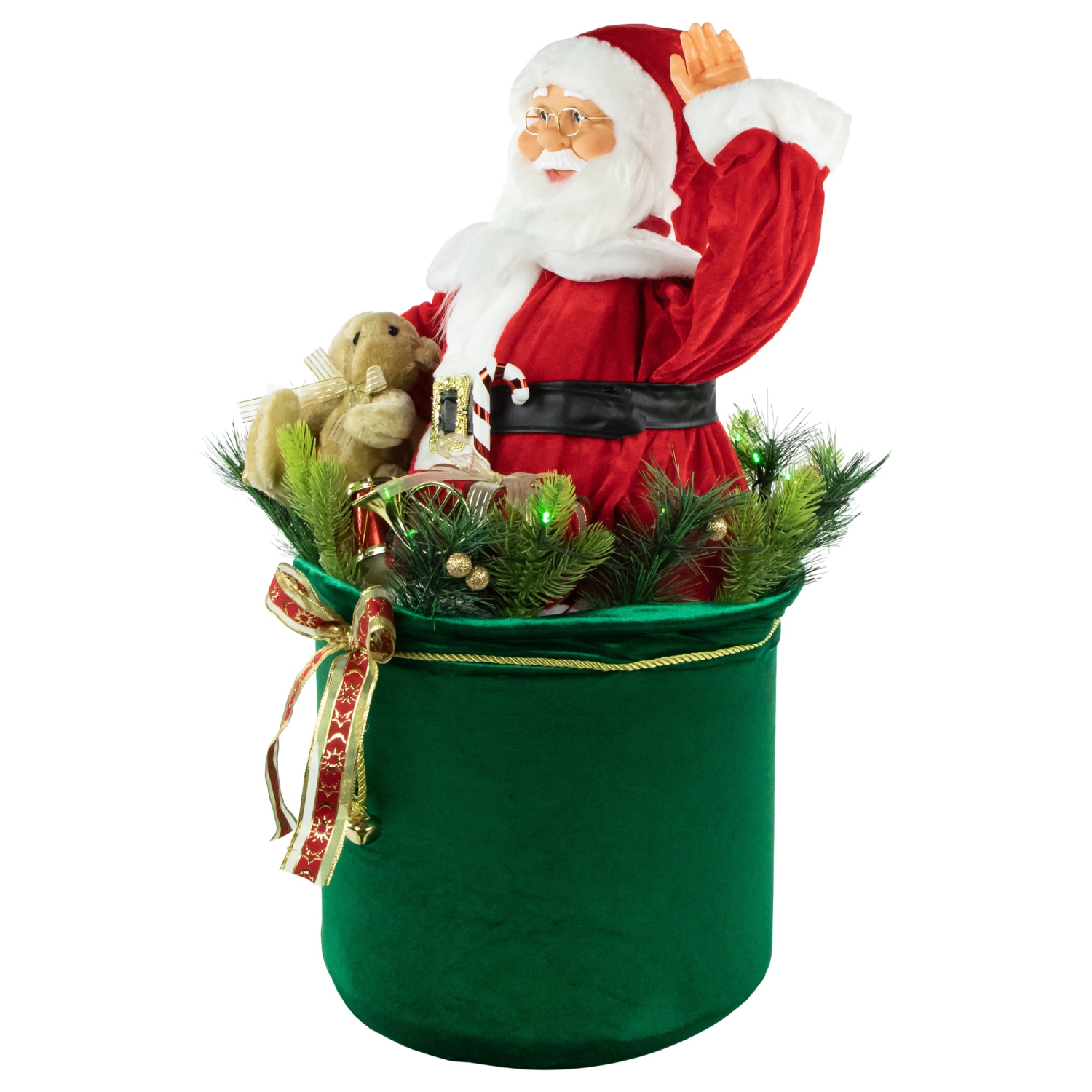 LED Lighted and Animated Gift Bag with Santa Claus Christmas Figure - 32"