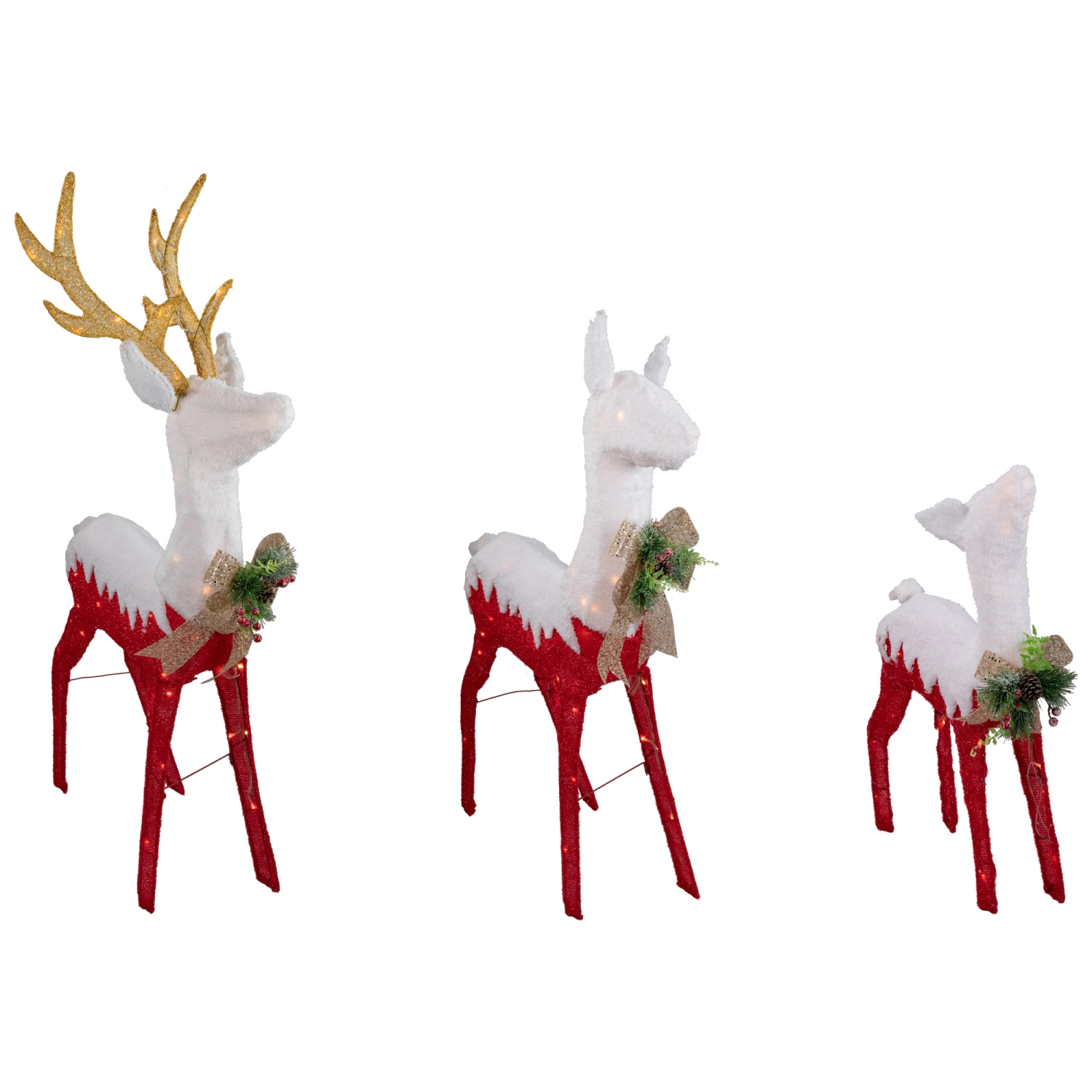 Lighted Reindeer Family Outdoor Christmas Decoration - 52.5" - Warm White -Set of 3