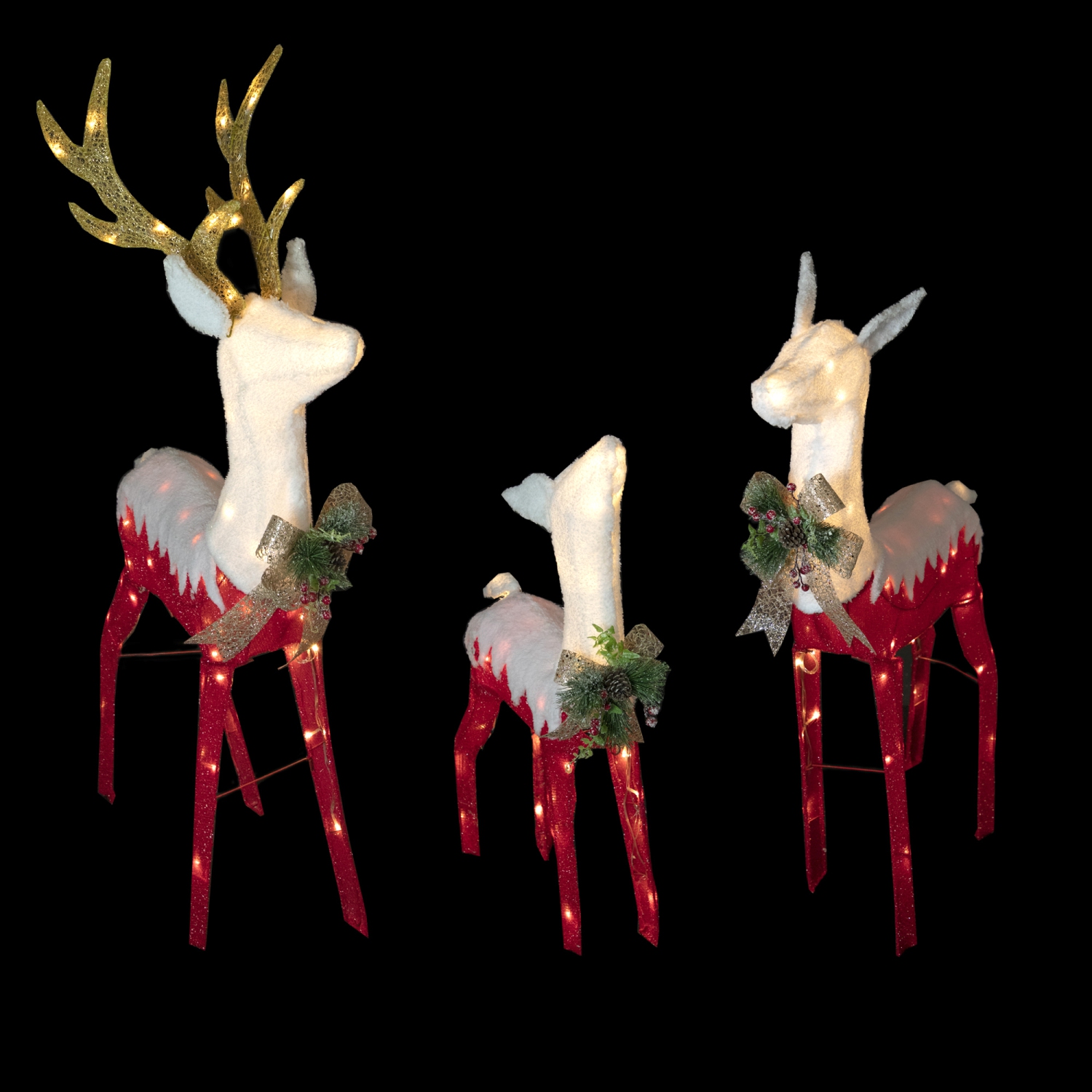 Lighted Reindeer Family Outdoor Christmas Decoration - 52.5" - Warm White -Set of 3