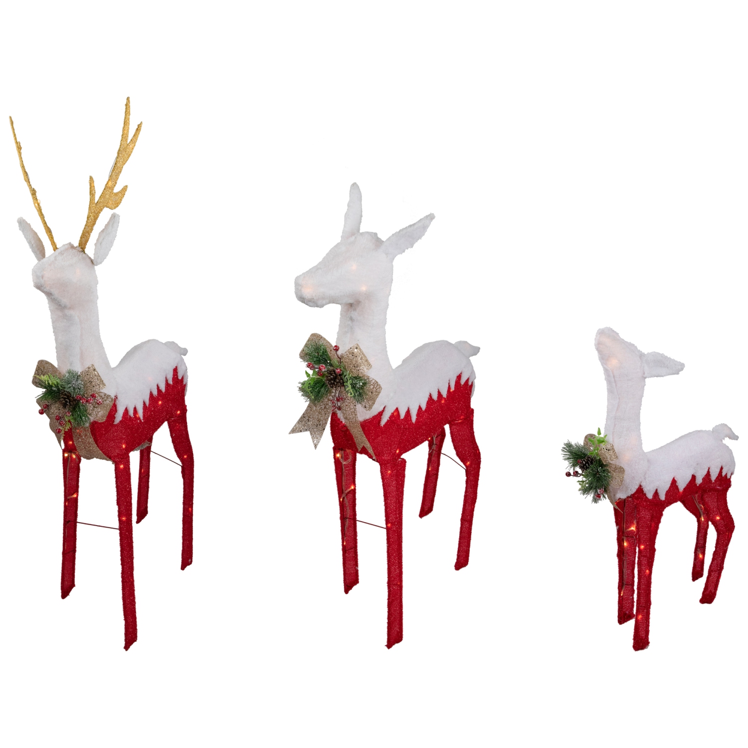 Lighted Reindeer Family Outdoor Christmas Decoration - 52.5" - Warm White -Set of 3