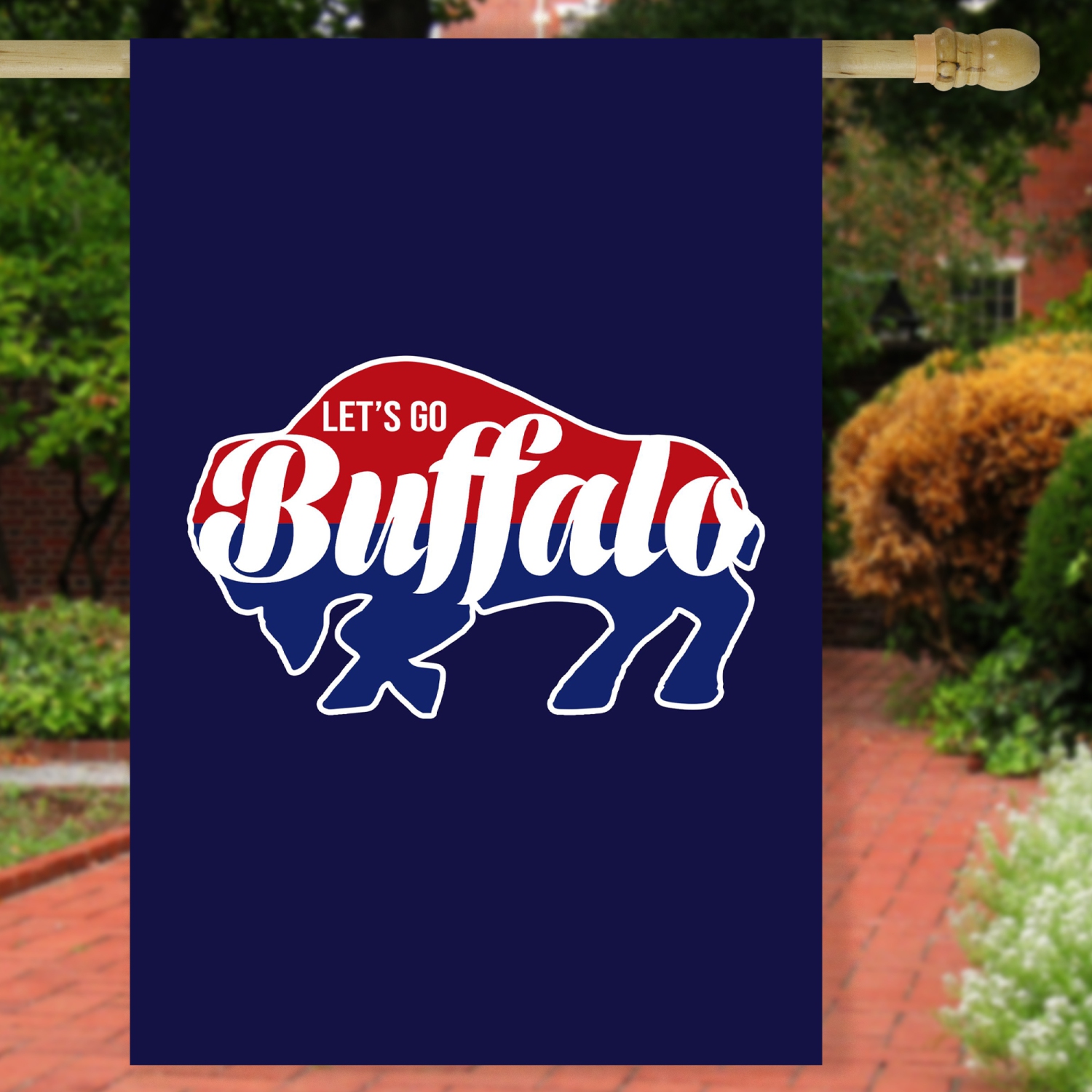 Blue and Red Buffalo Outdoor House Flag 40" x 28"