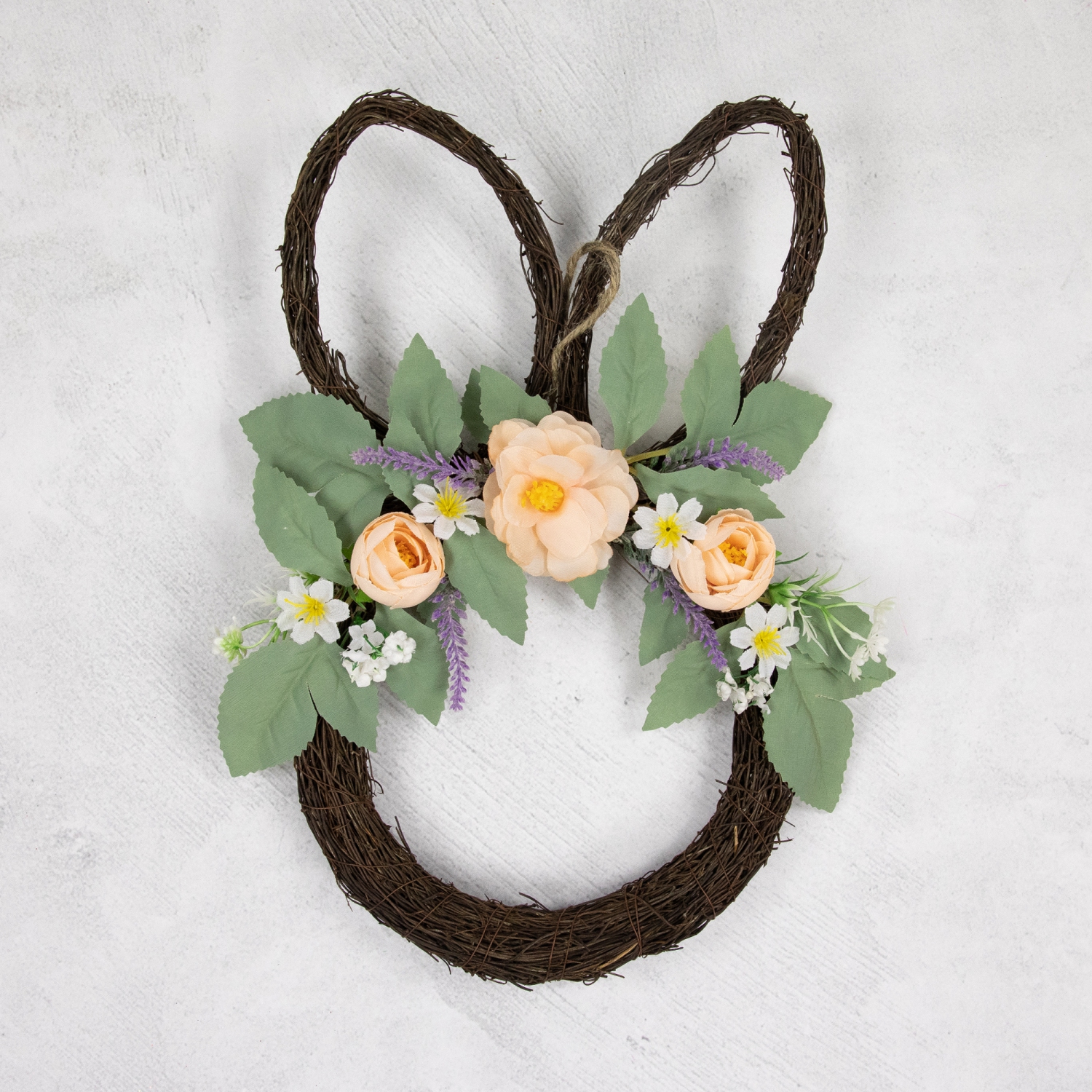 15" Bunny Ears Floral Easter Twig Wreath