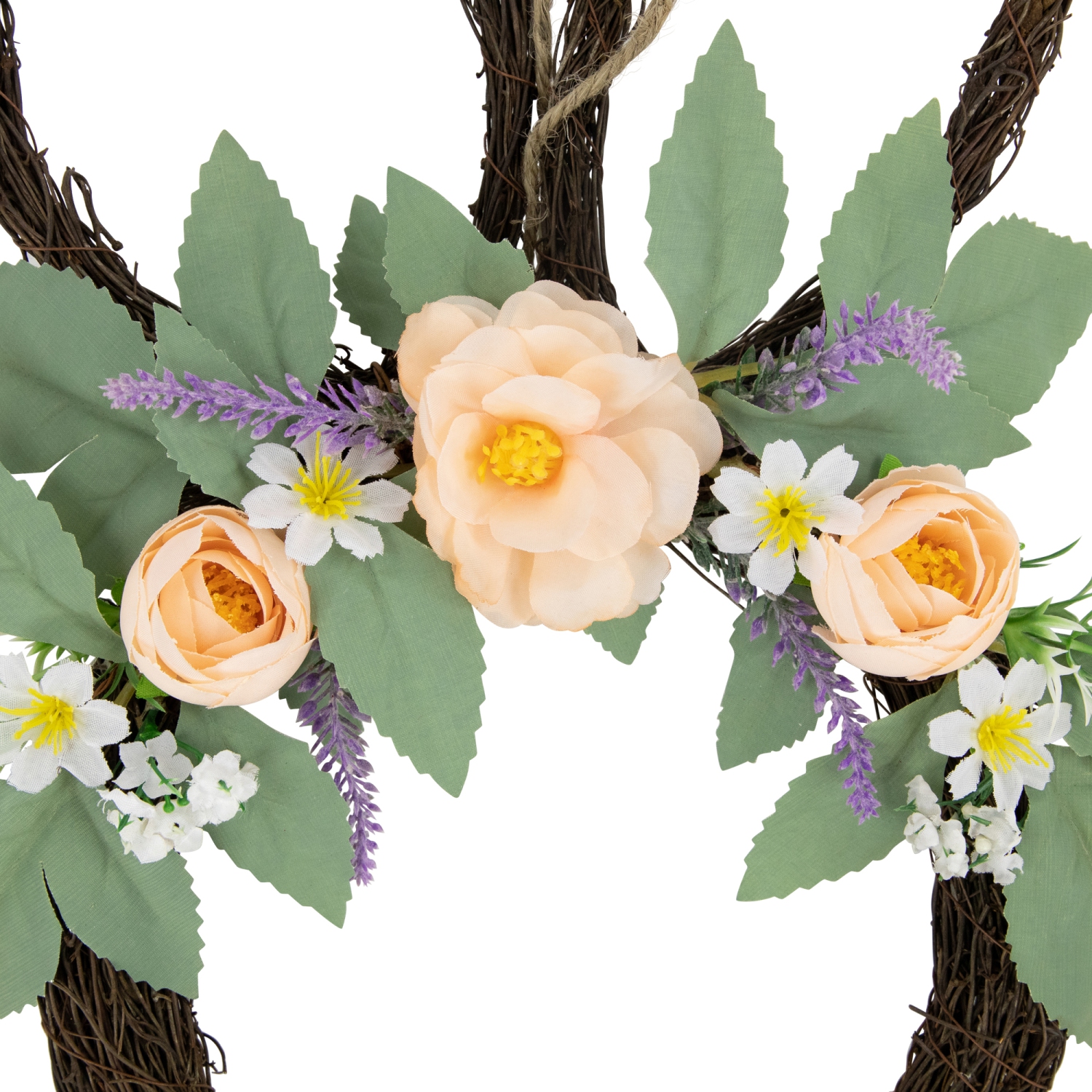 15" Bunny Ears Floral Easter Twig Wreath