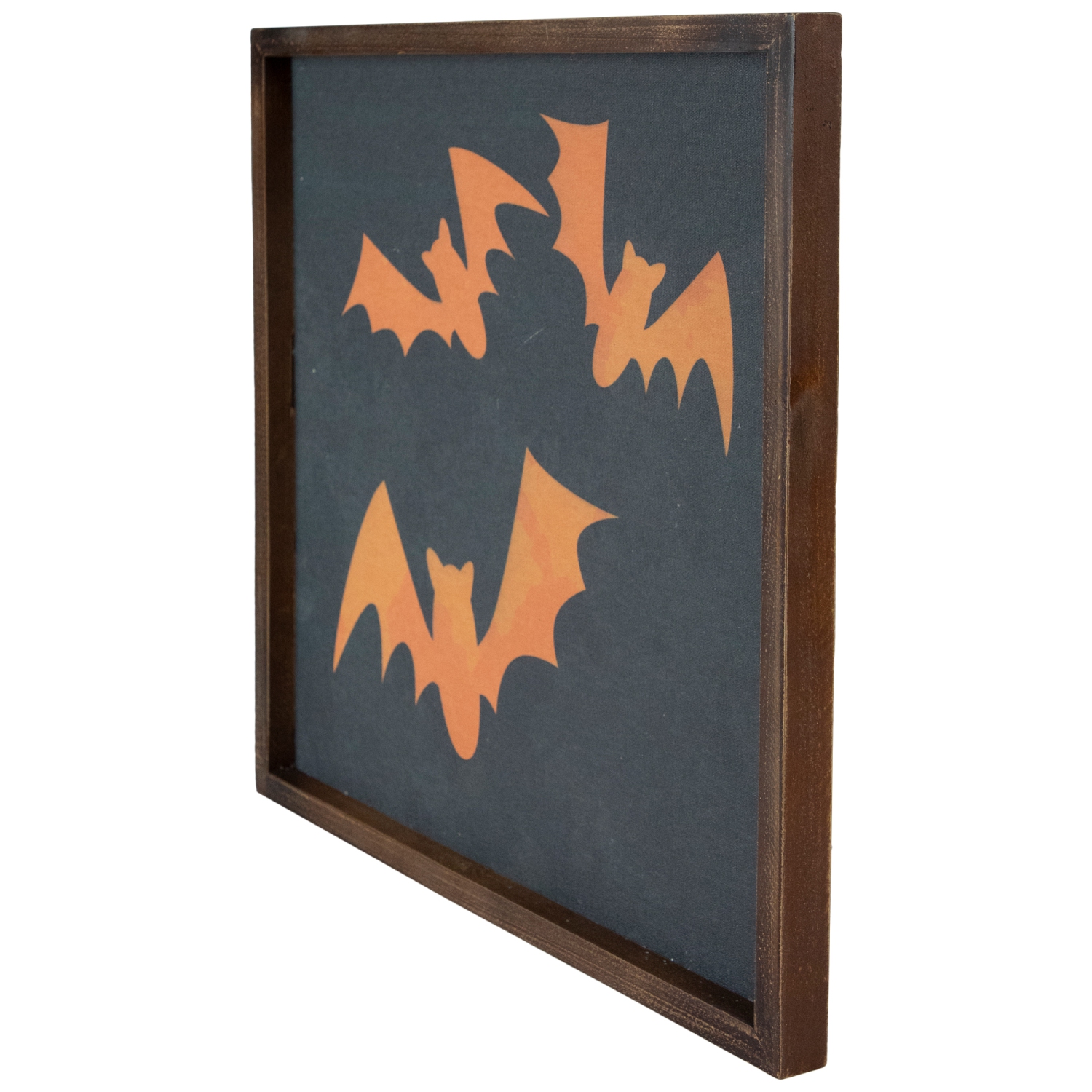15.75" Framed Halloween Wall Decor with Orange Bat Silhouettes