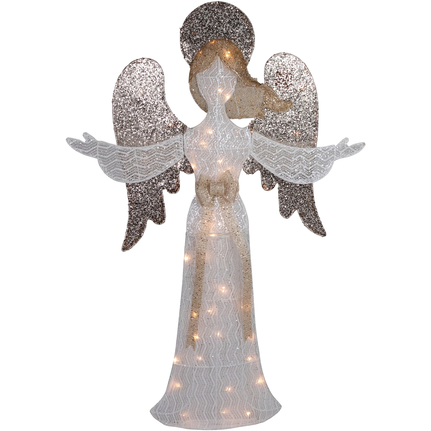 49.25" LED Lighted White and Gold Angel Christmas Decoration