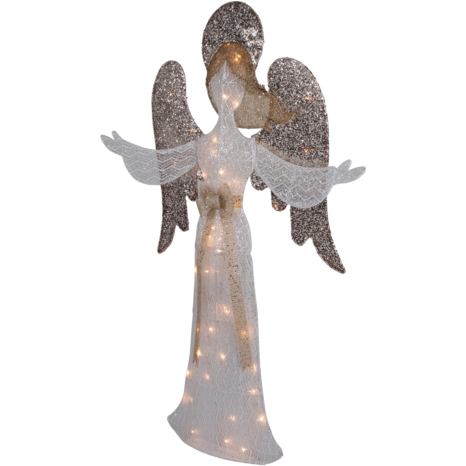 49.25" LED Lighted White and Gold Angel Christmas Decoration