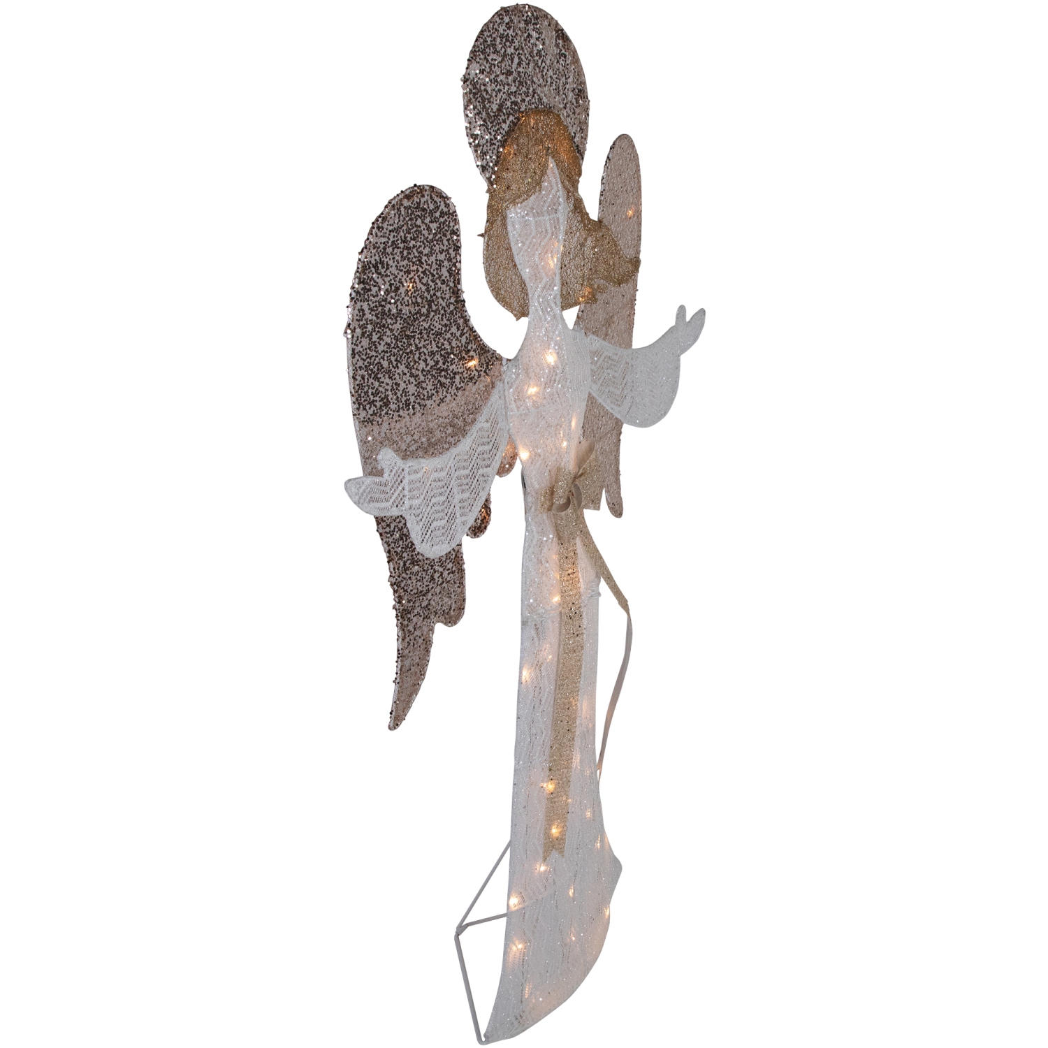 49.25" LED Lighted White and Gold Angel Christmas Decoration