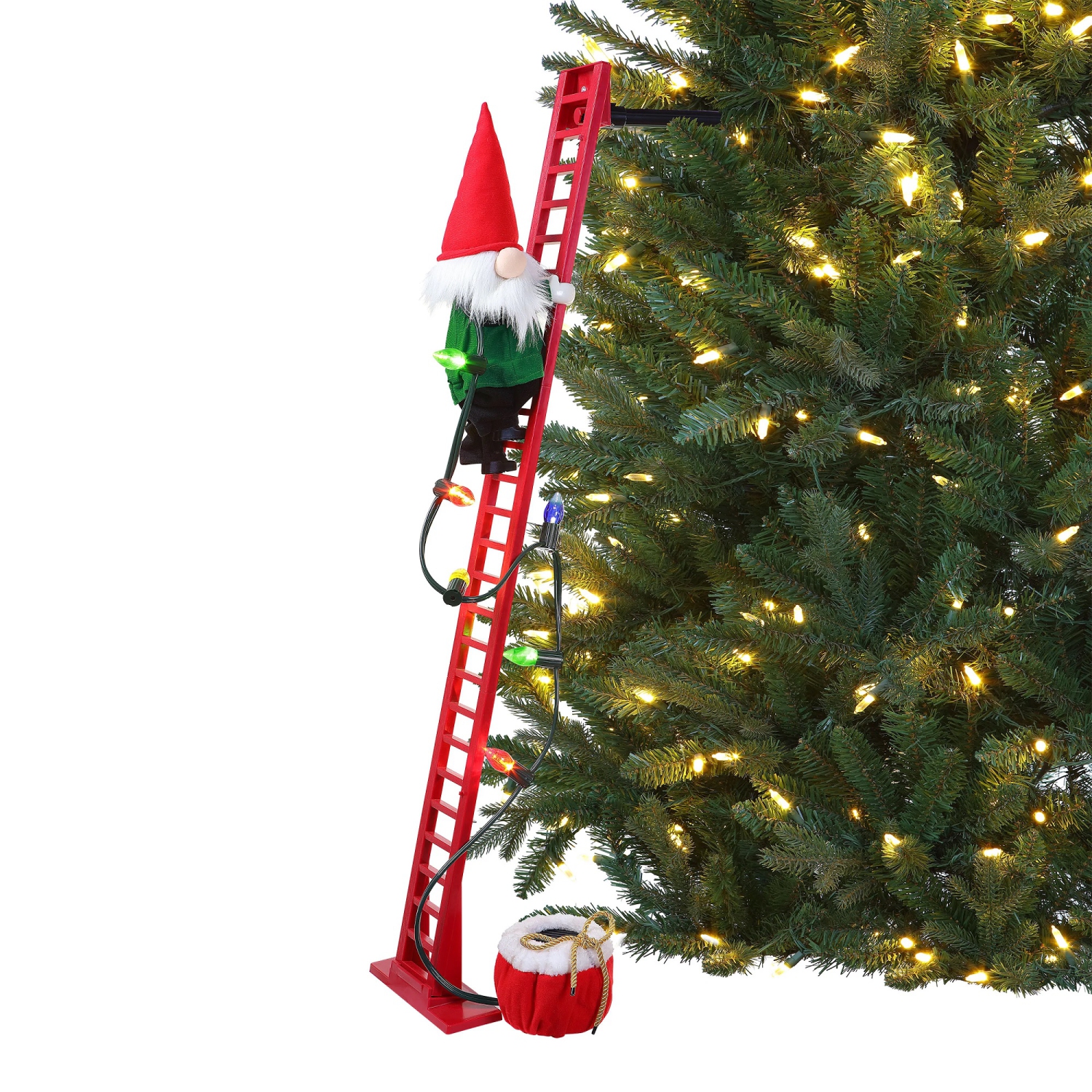 Mr. Christmas Animated and Musical Climbing Gnome with Light Strand Decoration