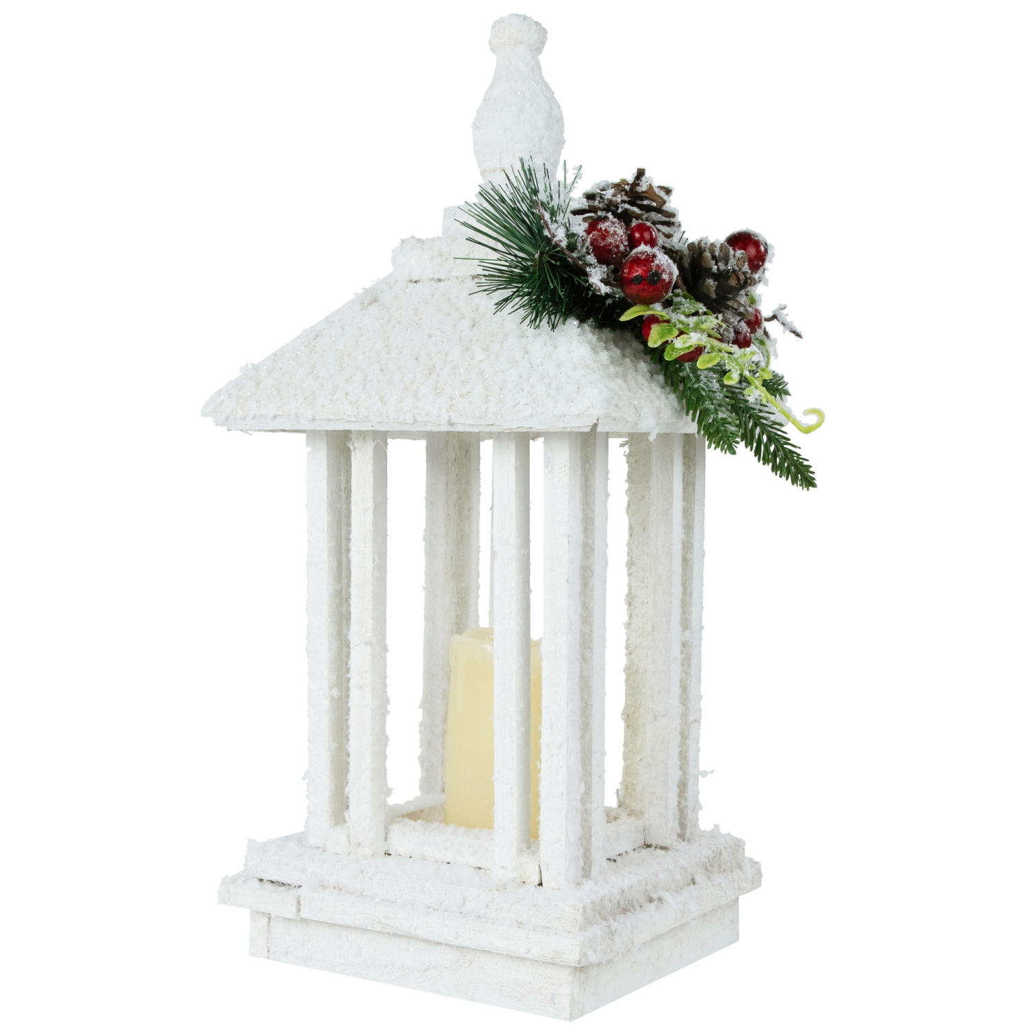 15.25" LED Lighted White Storm Lantern Christmas Decoration