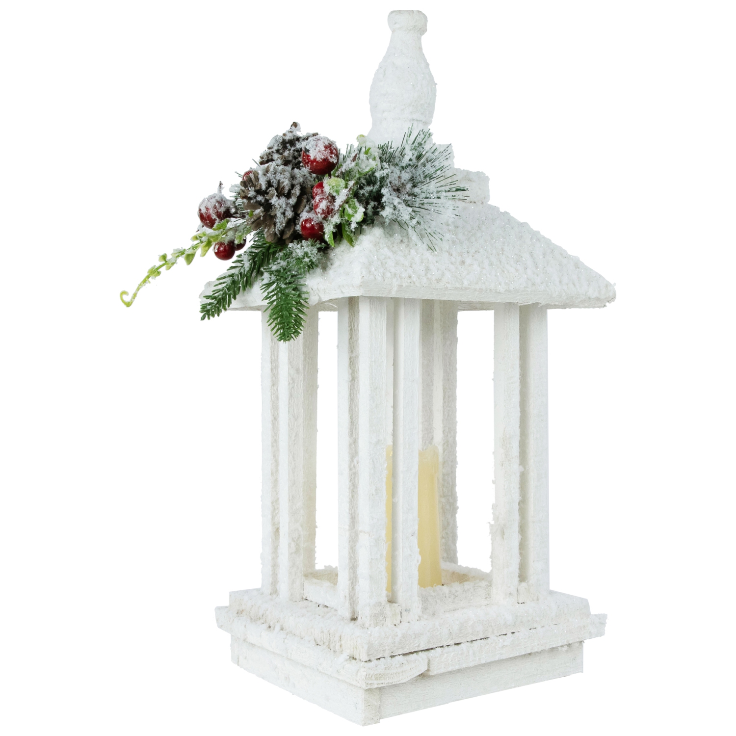 15.25" LED Lighted White Storm Lantern Christmas Decoration