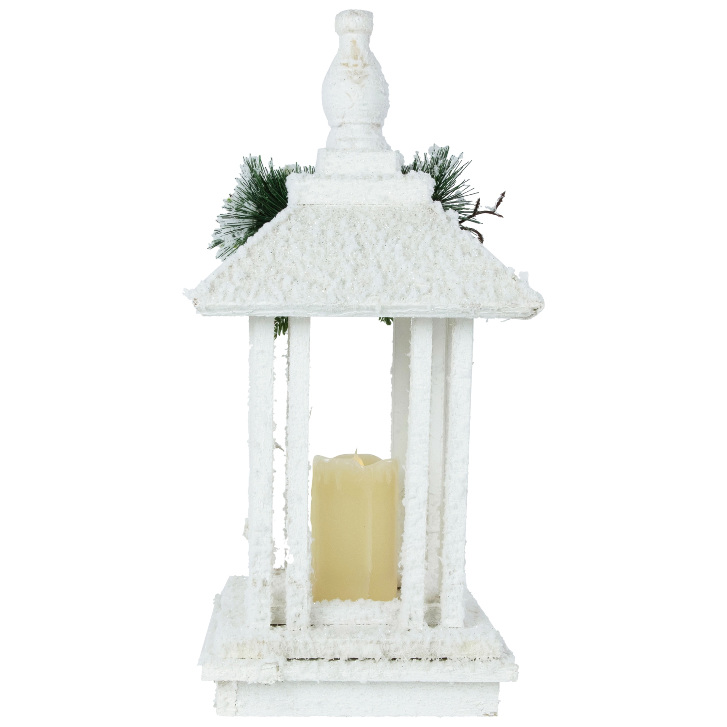 15.25" LED Lighted White Storm Lantern Christmas Decoration