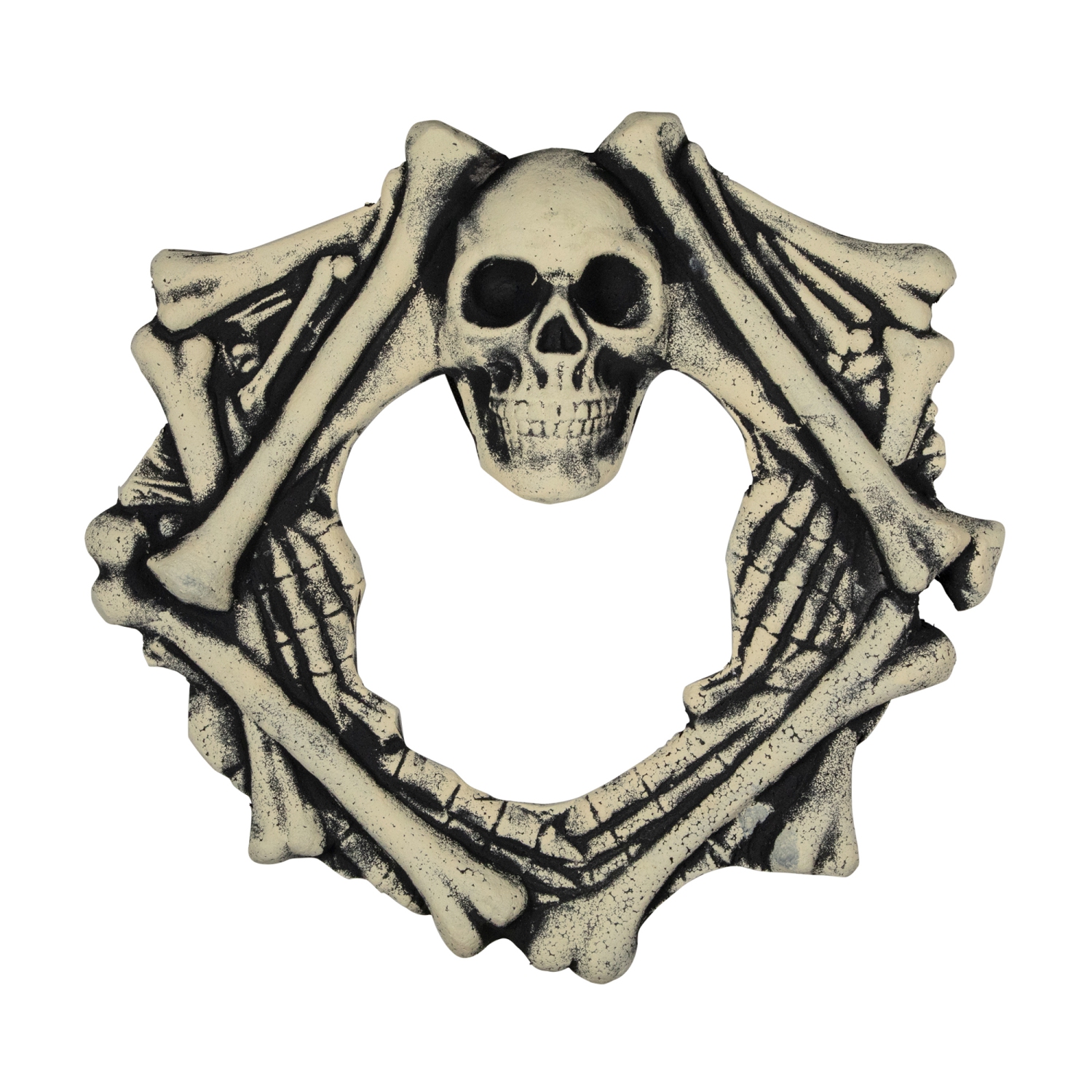 Skull Head and Bones Halloween Wreath - 18", Unlit