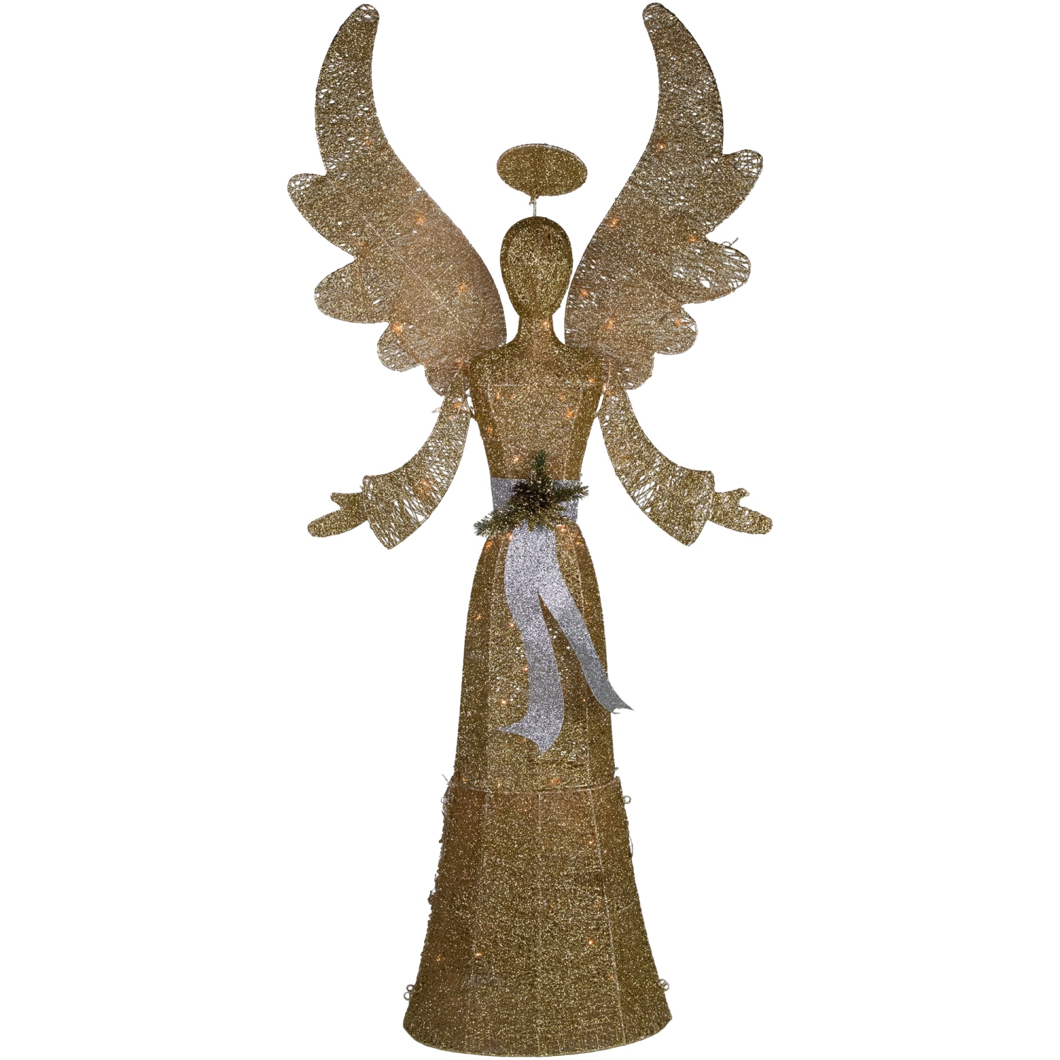 Lighted Golden Angel Christmas Decoration - 68" - Clear Lights