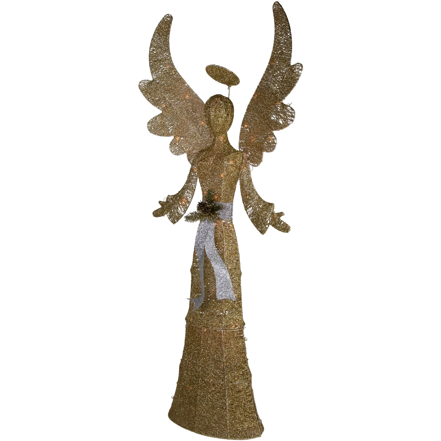 Lighted Golden Angel Christmas Decoration - 68" - Clear Lights