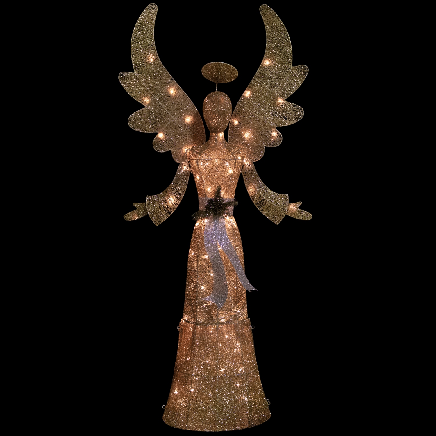 Lighted Golden Angel Christmas Decoration - 68" - Clear Lights