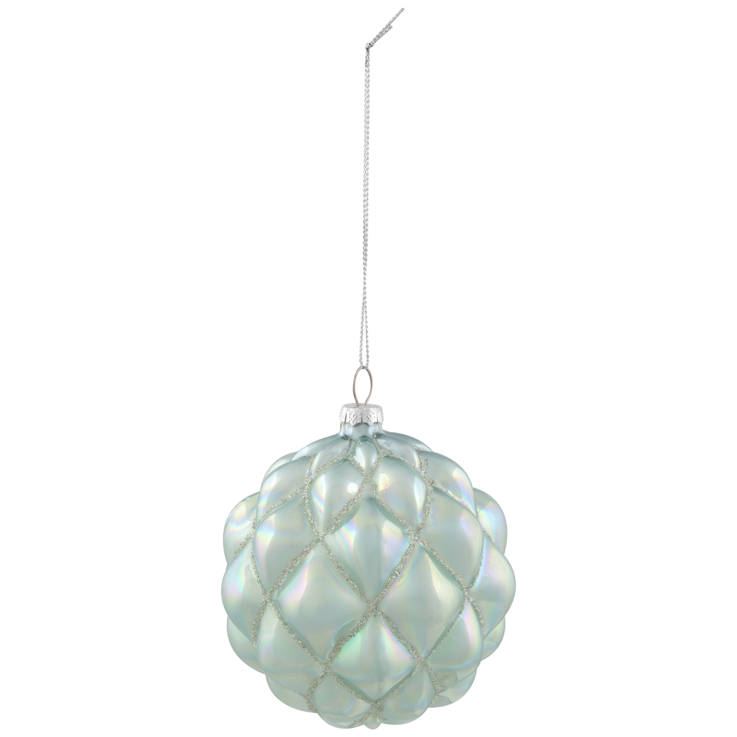 Iridescent Glass Christmas Ball Ornament - Blue - 4.5"