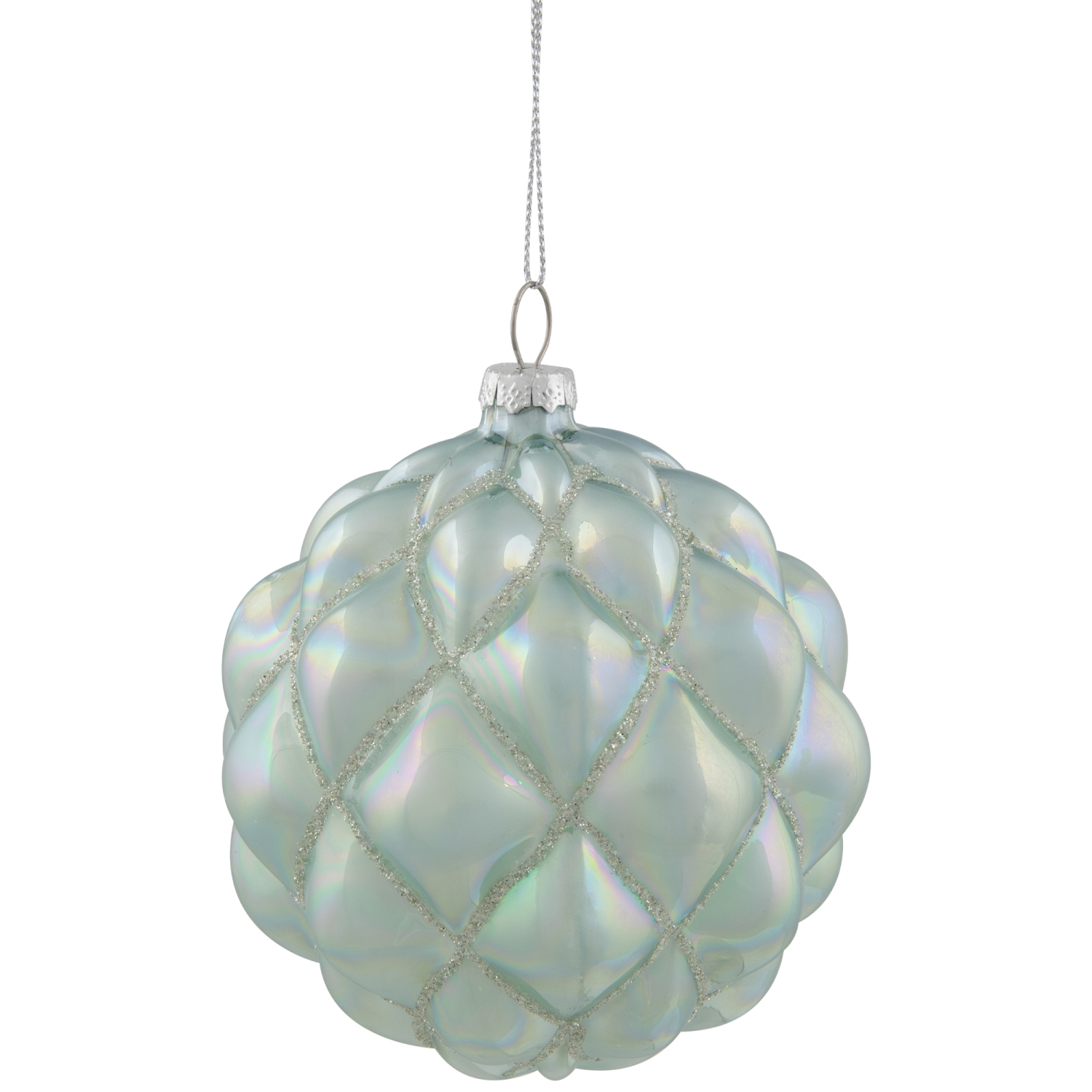Iridescent Glass Christmas Ball Ornament - Blue - 4.5"