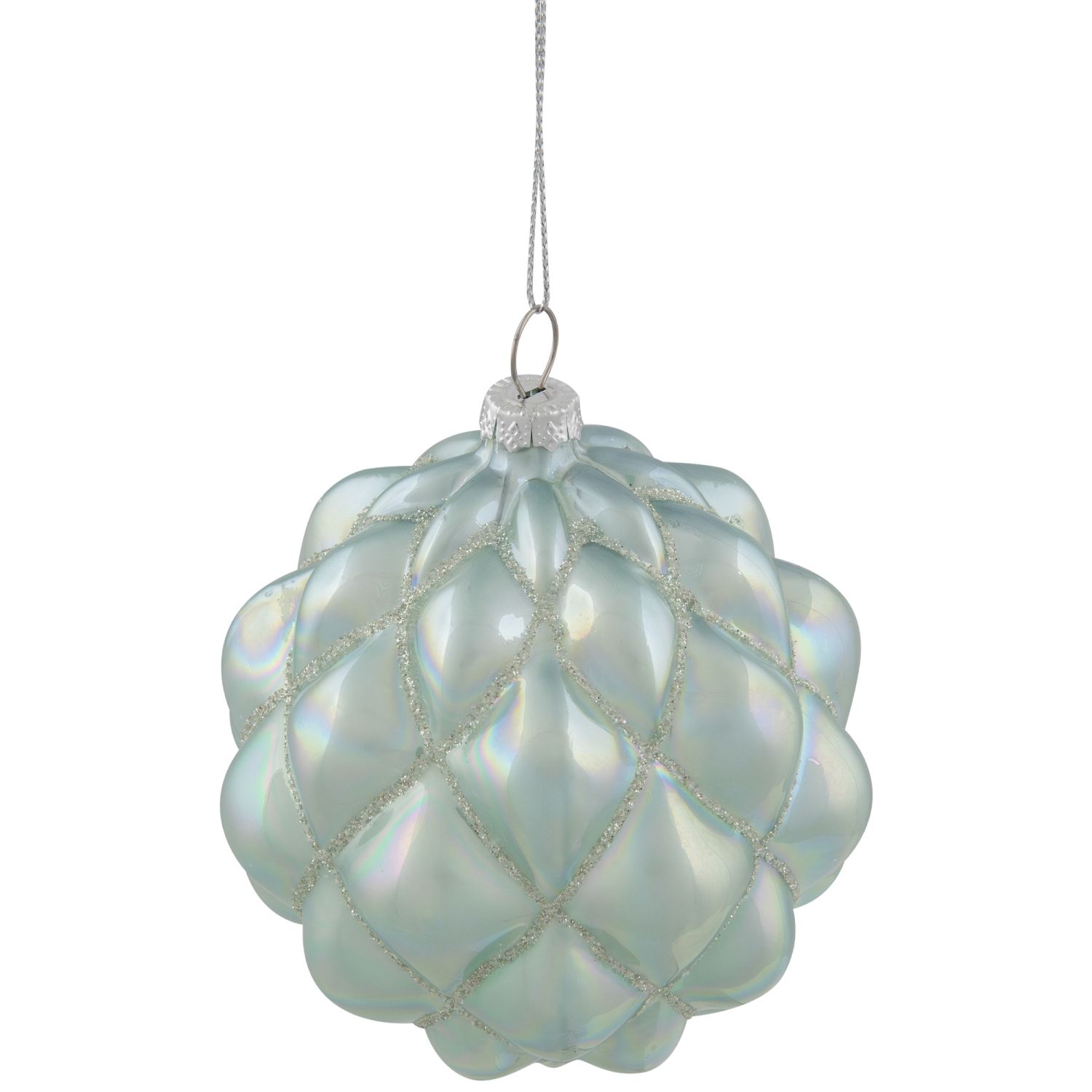 Iridescent Glass Christmas Ball Ornament - Blue - 4.5"