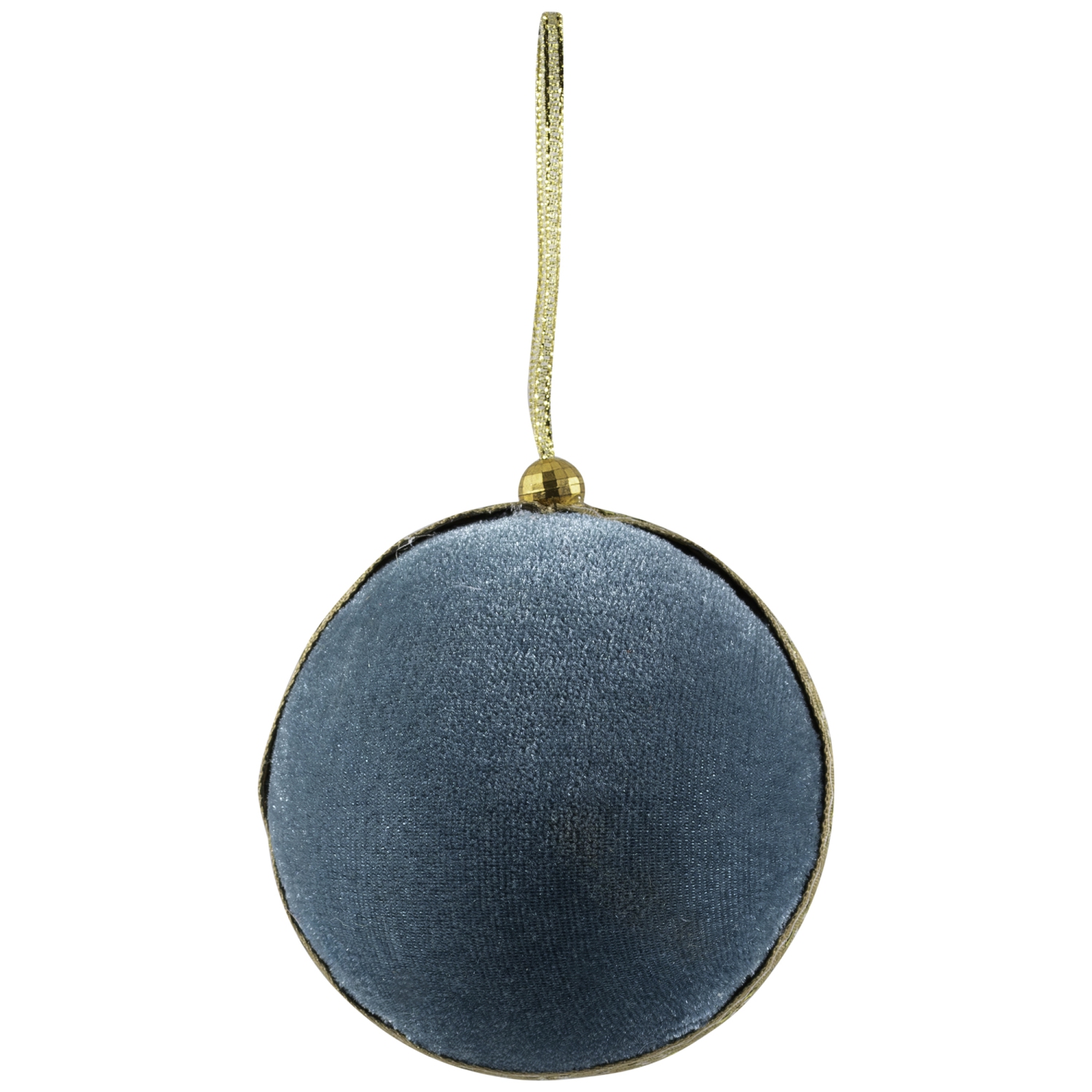 Velour Christmas Ball Ornament with Ribbon Stripe - 3.25" - Teal Green