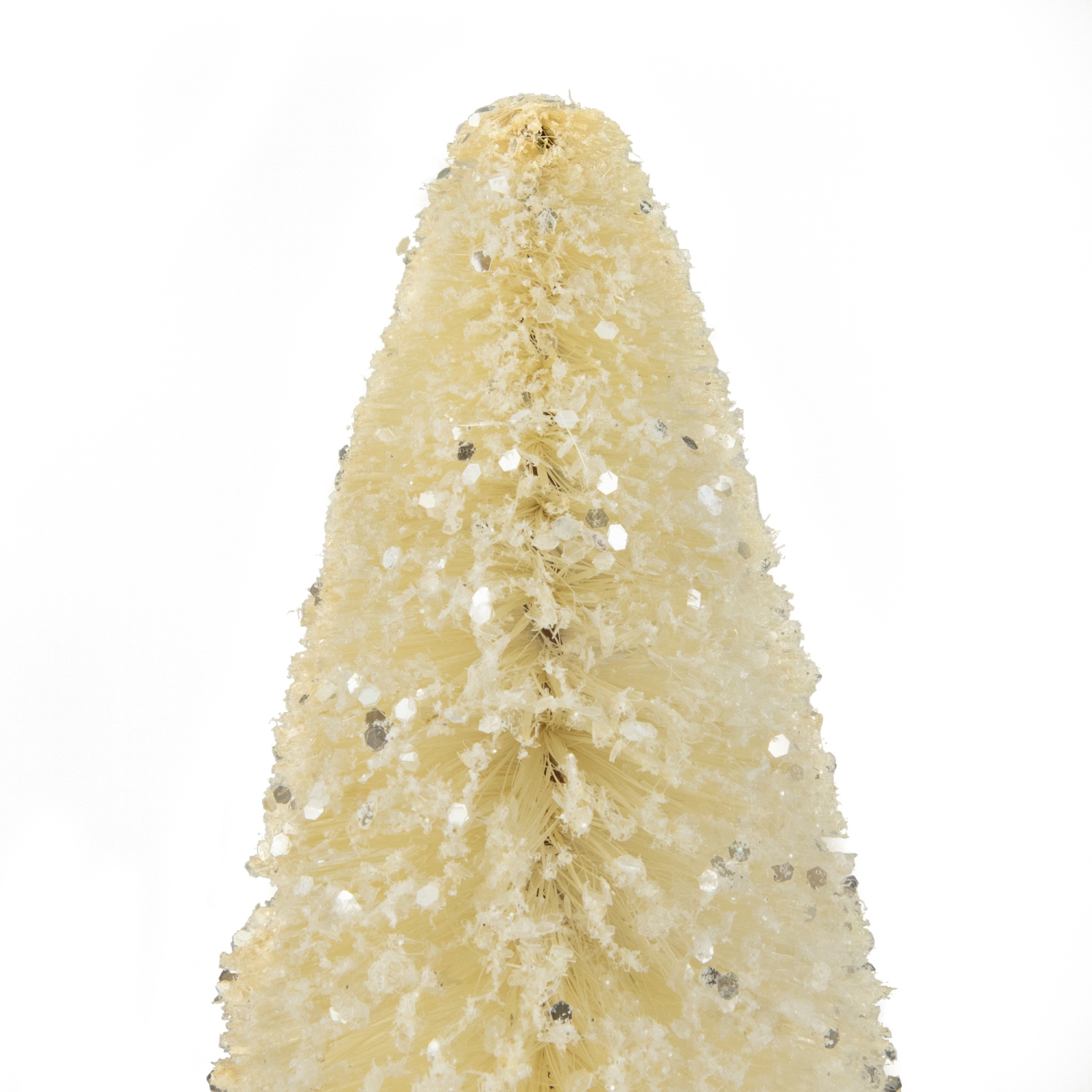 Arbre de Noël en sisal scintillant avec base décorative en bois - 8,75 po - Crème