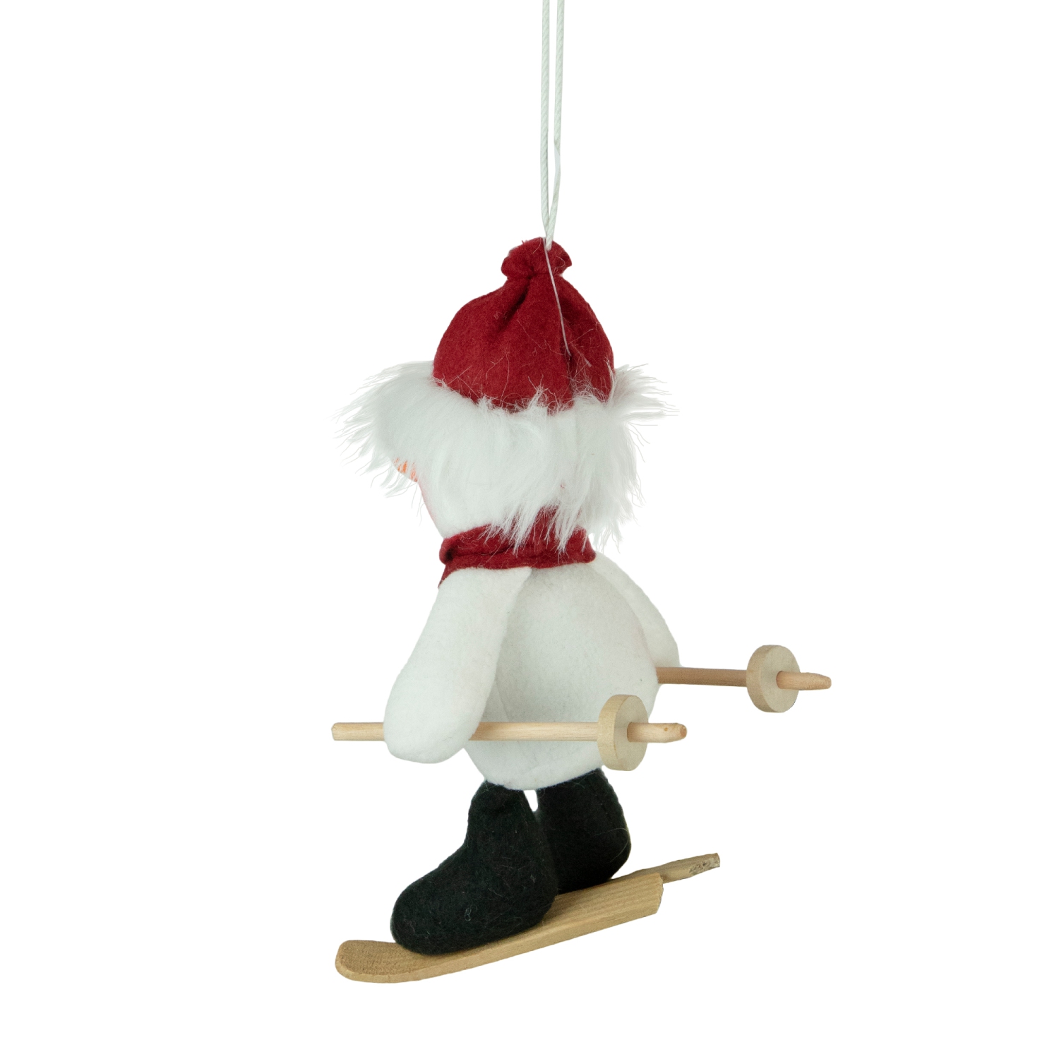 Skiing Snowman with Santa Hat and Matching Scarf Christmas Ornament - 9.5"