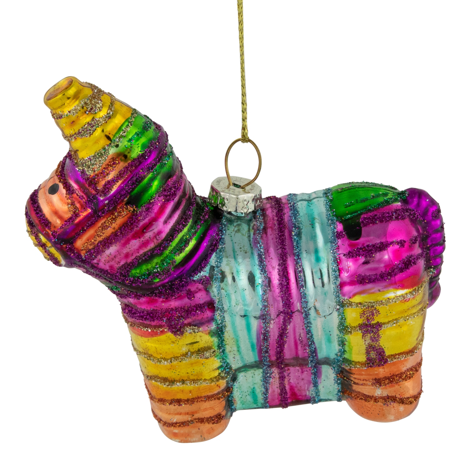 Piñata Donkey Bohemian Style Glass Christmas Ornament - 3.5"