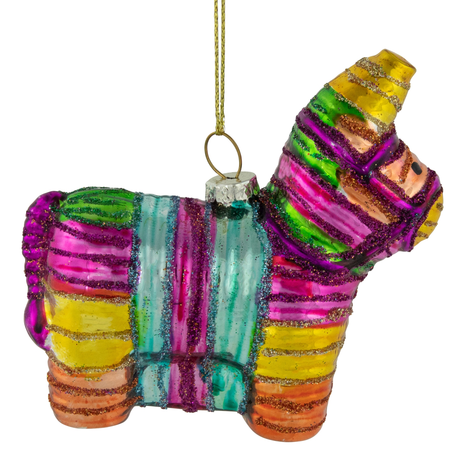 Piñata Donkey Bohemian Style Glass Christmas Ornament - 3.5"