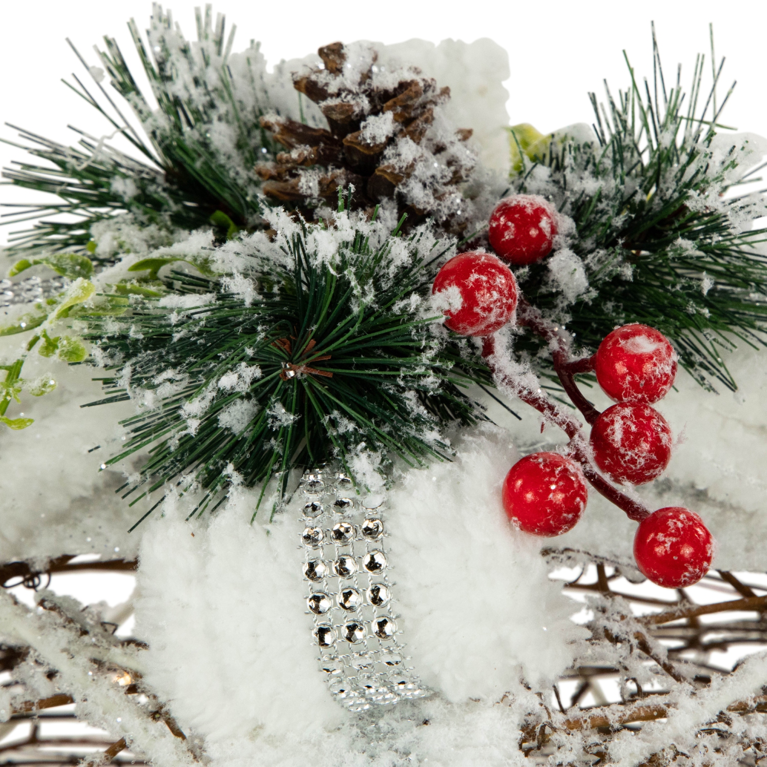 LED Lighted Gift Boxes with Pine and Berries Christmas Decorations - 9.75" - Set of 3