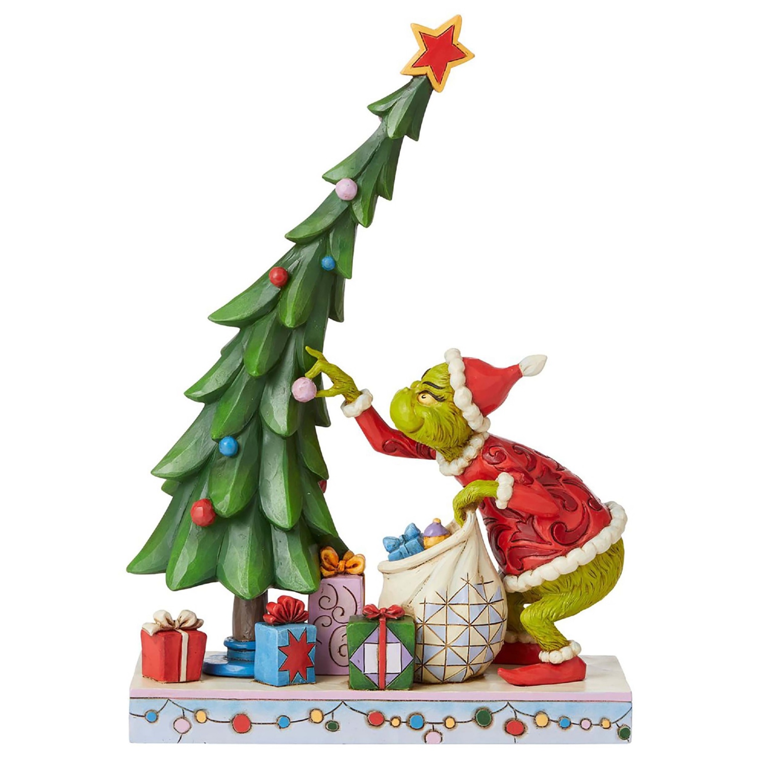 Acheter Décoration de sommet d'arbre de noël à carreaux, poupée en peluche  Grinch drôle, ornement d'arbre de noël pour les vacances