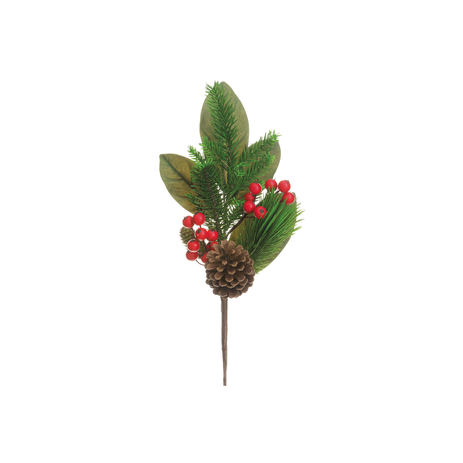 Red Berry and Pine Cone Artificial Christmas Spray - 20" - Red and Green