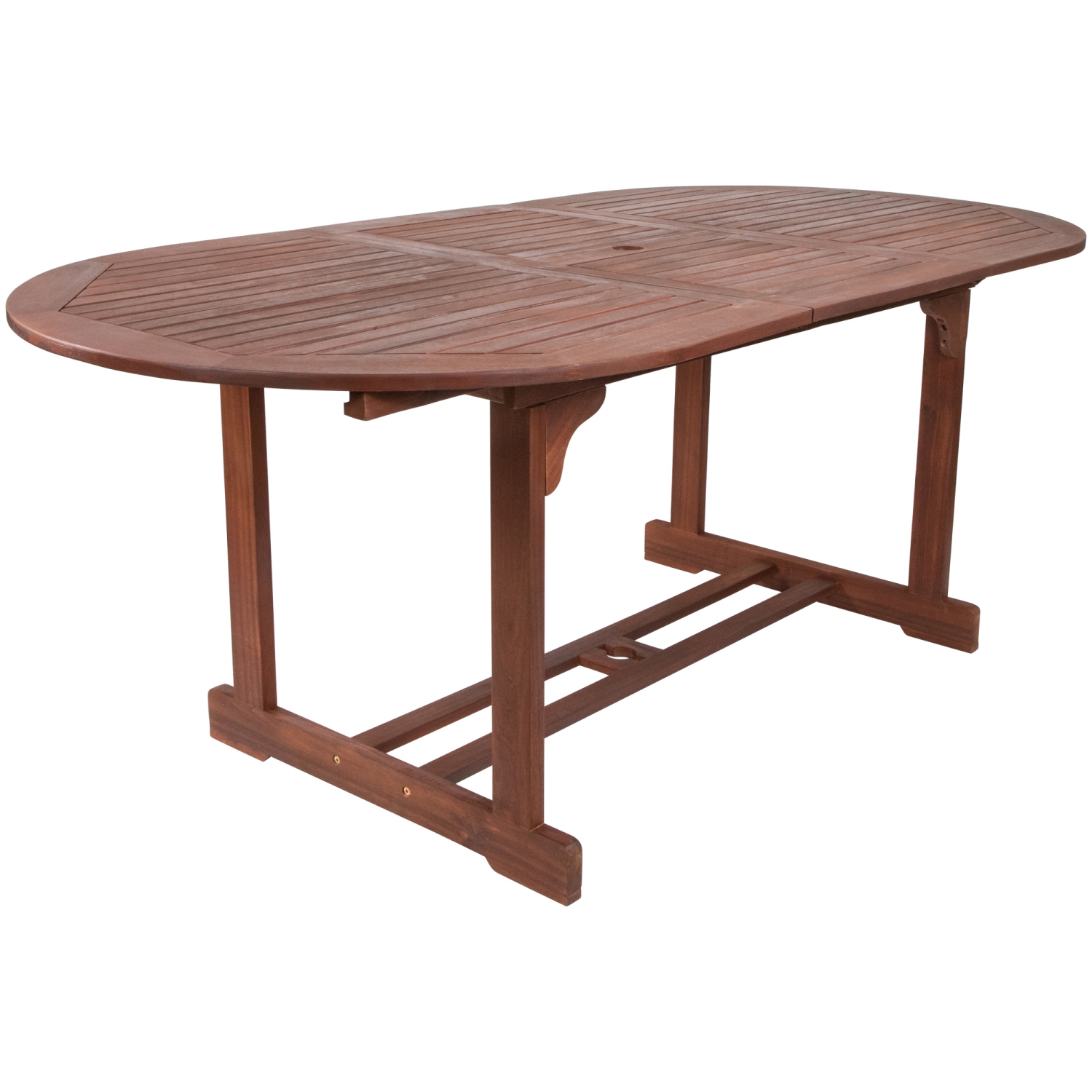 Table à dîner de jardin ovale extensible en bois d'acacia pliante pour l'extérieur