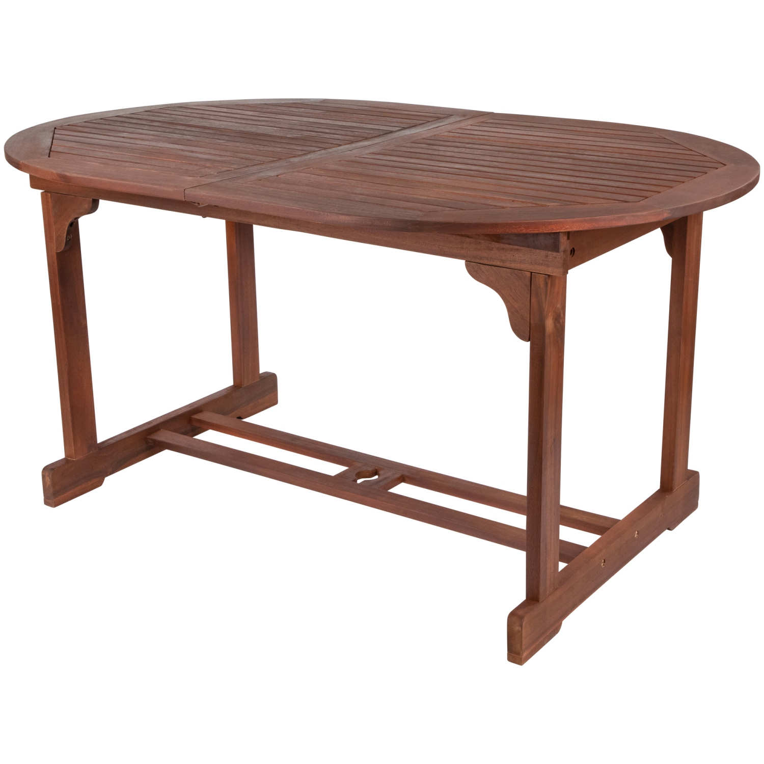 Table à dîner de jardin ovale extensible en bois d'acacia pliante pour l'extérieur