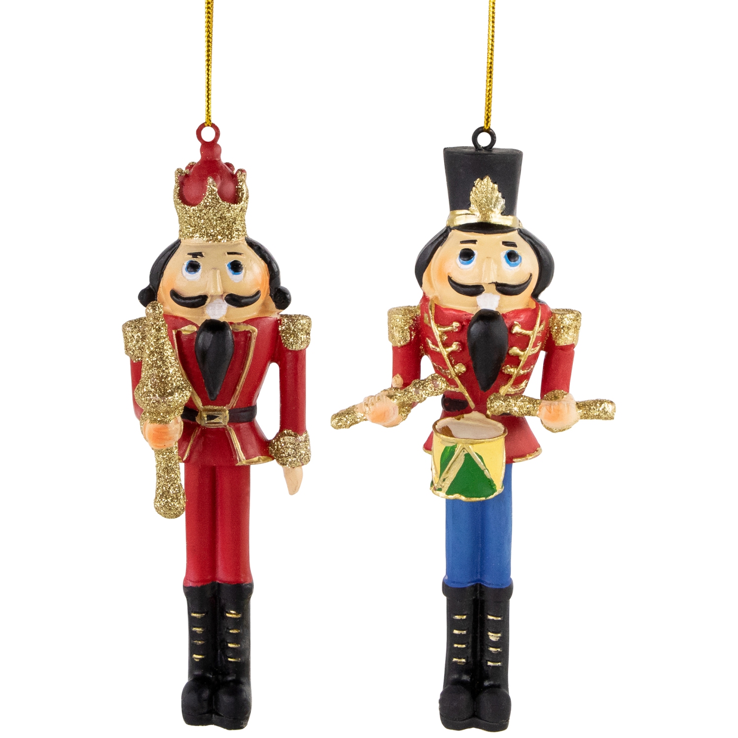 Set of 2 Nutcracker King and Soldier Christmas Ornaments 5.75"