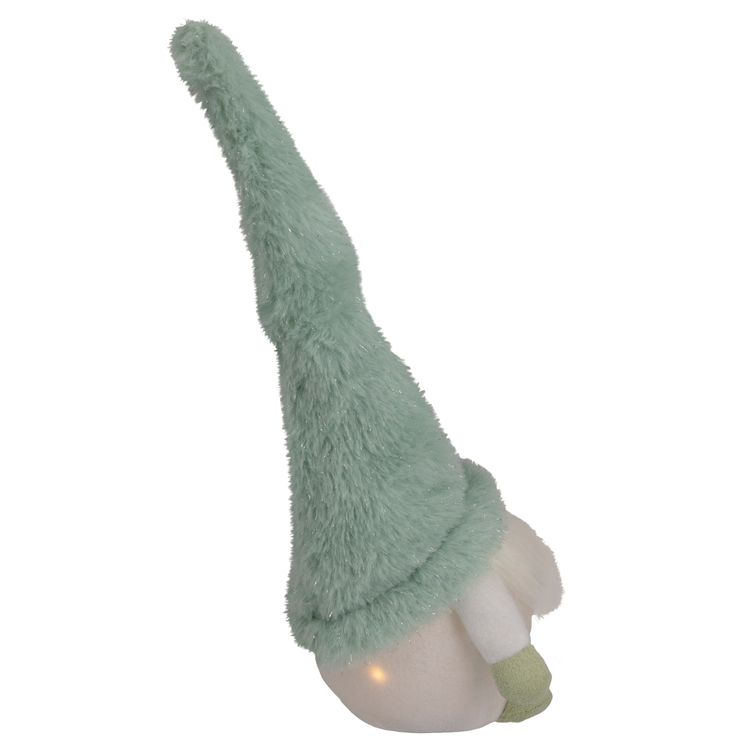 Figurine de Noël en forme de gnome en fausse fourrure lumineuse à DEL - 13,75 po - Vert