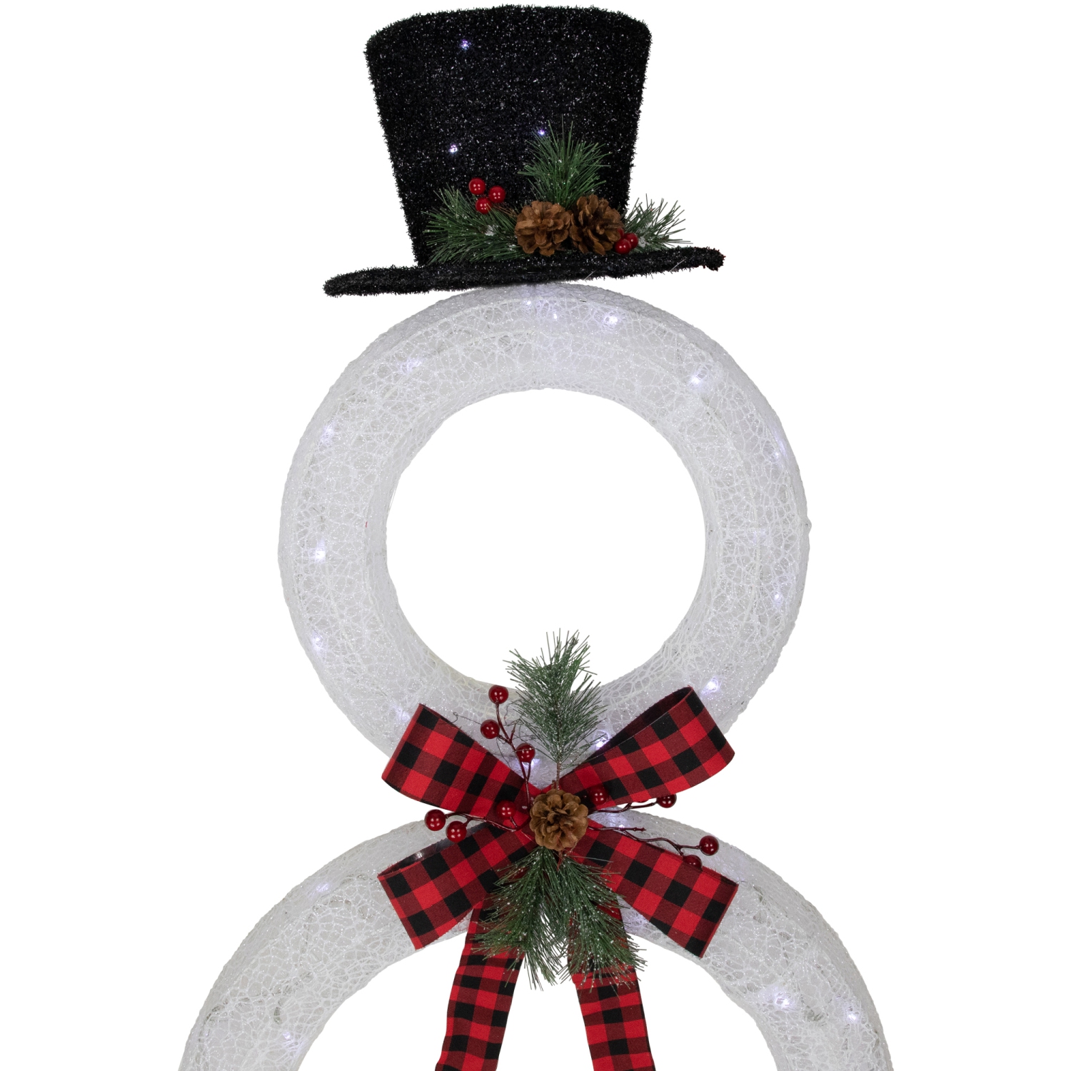48" LED Lighted Wreath Snowman Outdoor Christmas Decoration