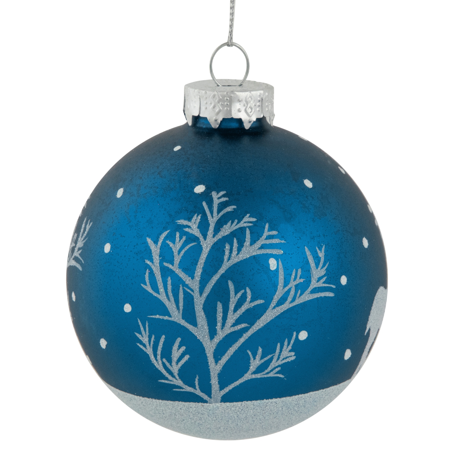 Glitter Reindeer Glass Ball Christmas Ornaments - 3" - Blue - 4ct