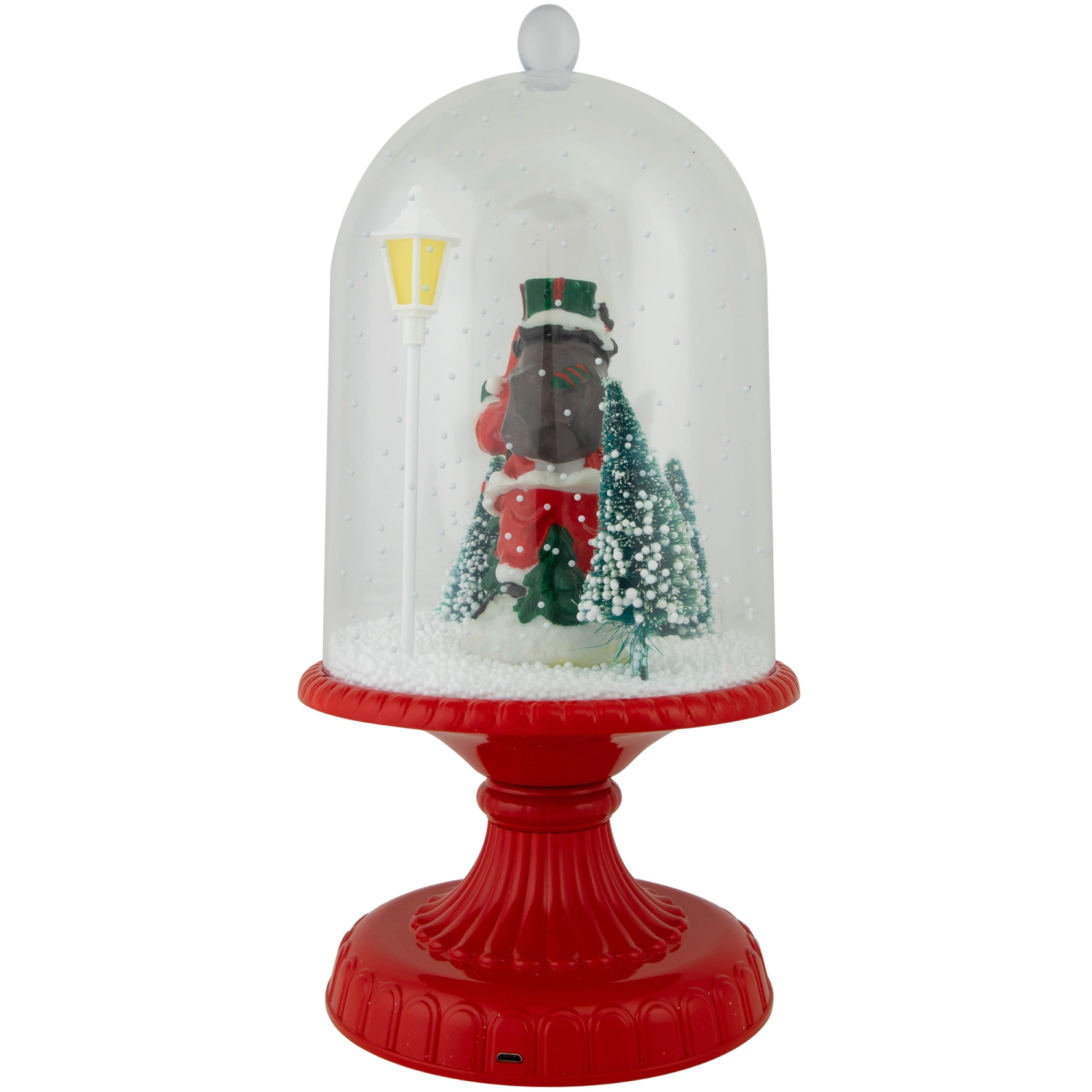 LED Lighted Snowing Musical Santa Under Cloche Christmas Decoration - 13.5"
